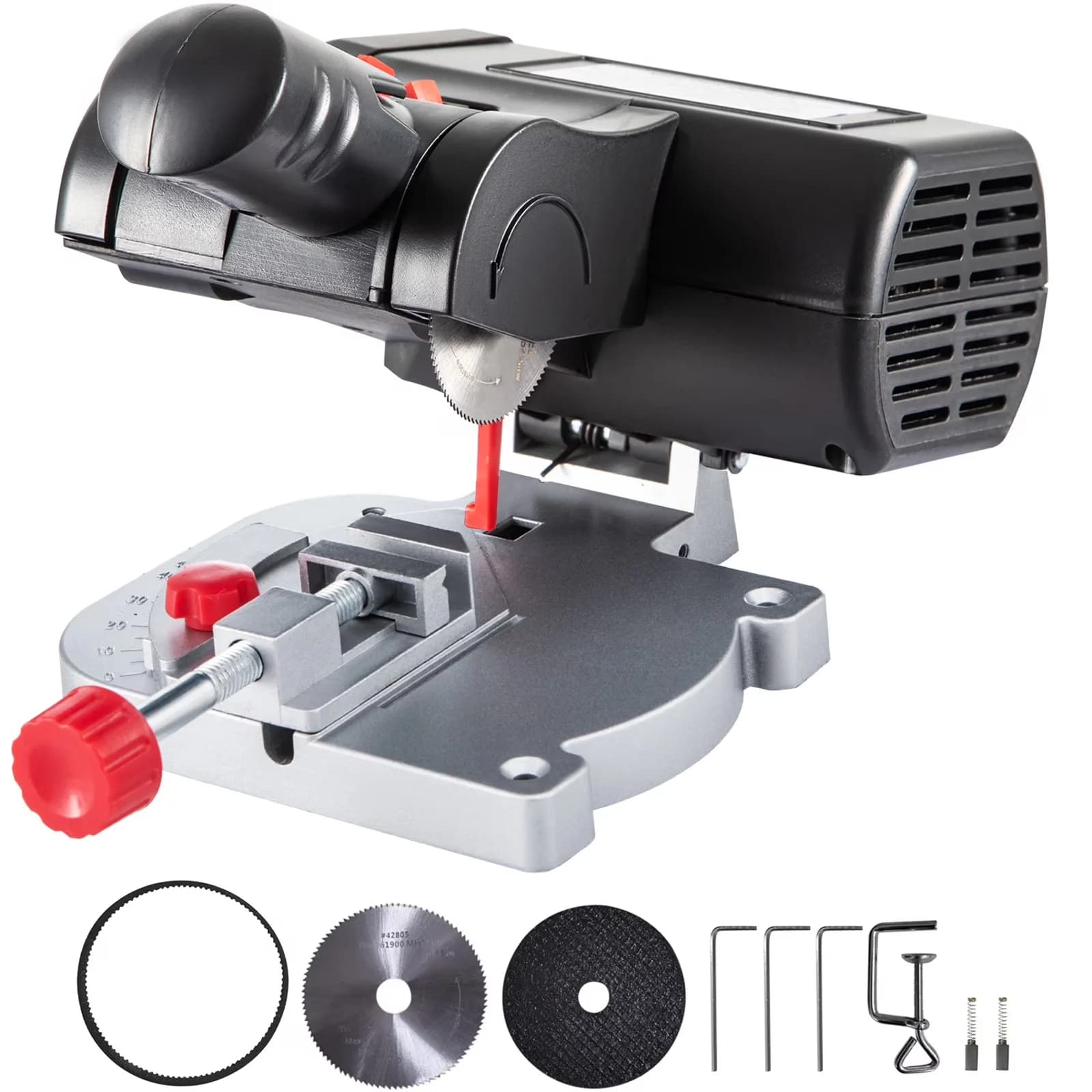 Efficient Power Saw with Adjustable, Compact Benchtop Design, 0-45° Adjustable Scale - Black Model E587F4