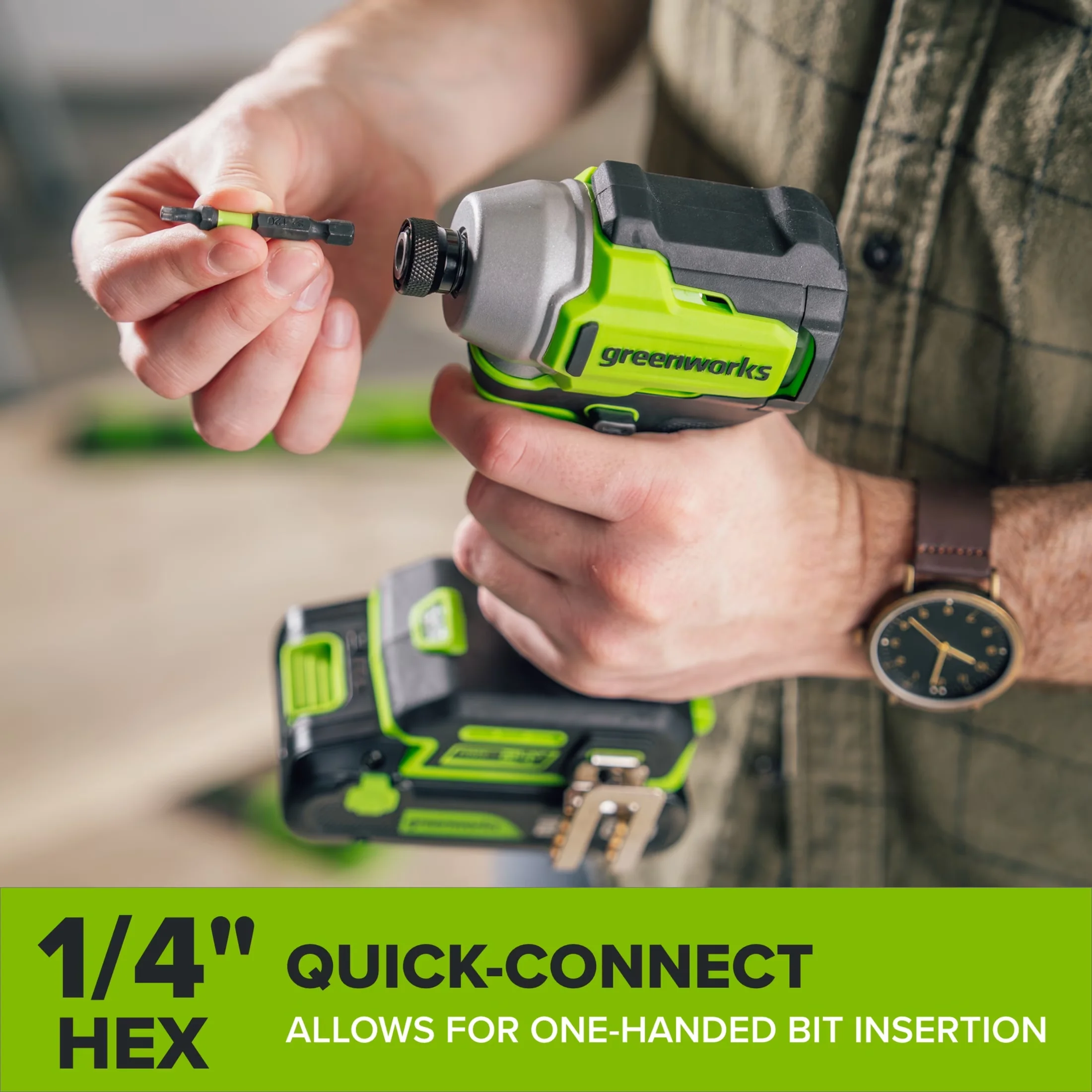 Professional Power Tool with Battery, 30W, 24V - Green - Compact and Portable Model 5E15E7