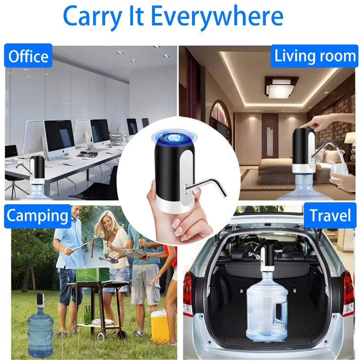 Classic Water Filtration with Leakproof, Pump Dispenser - Food-Grade Silicone Hose, Stainless Steel, High-Density Abs Plastic Model CD9553