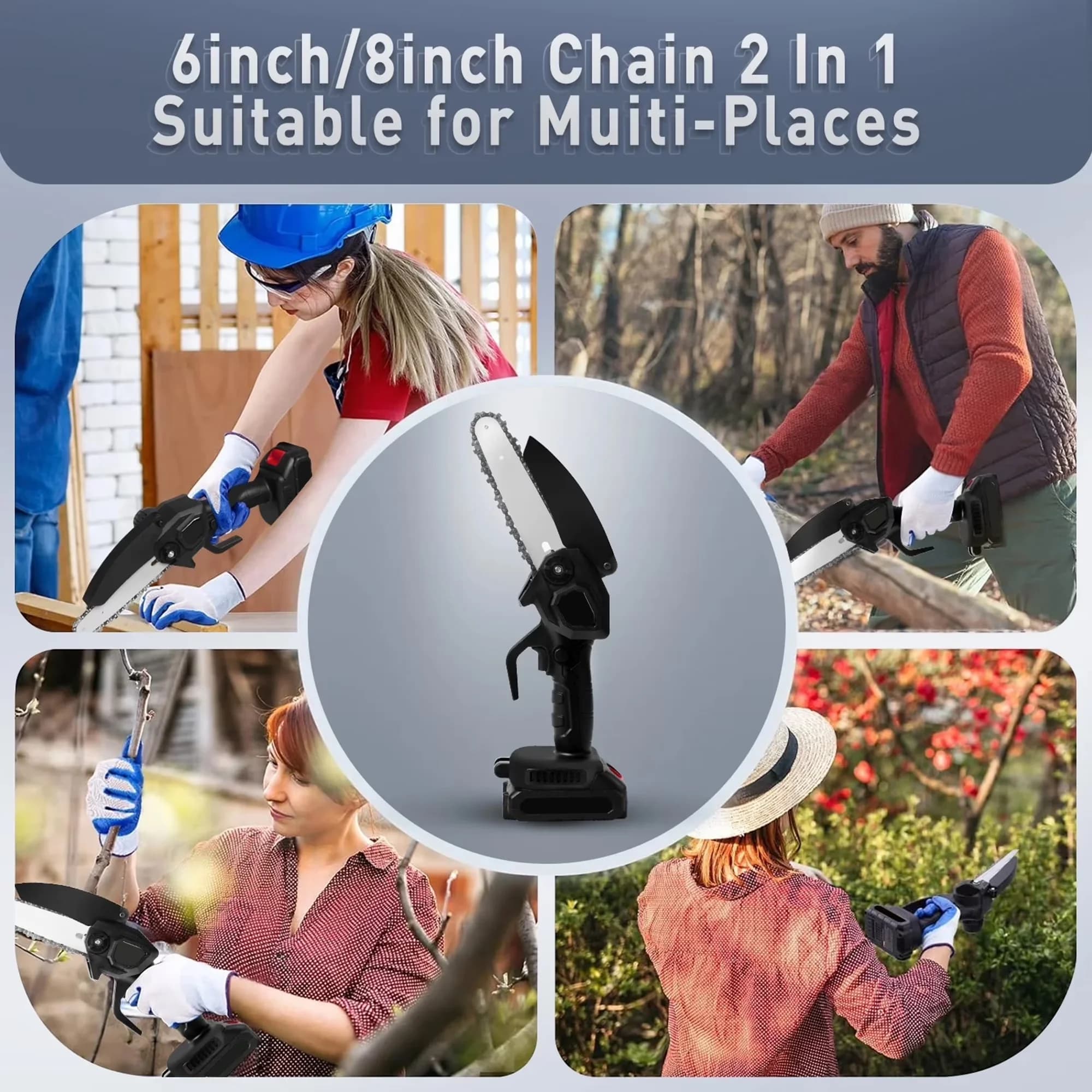 Chainsaw Quality with Battery, Chain Brake, Cordless - Black 6 inch - Standard Series Model F3F271