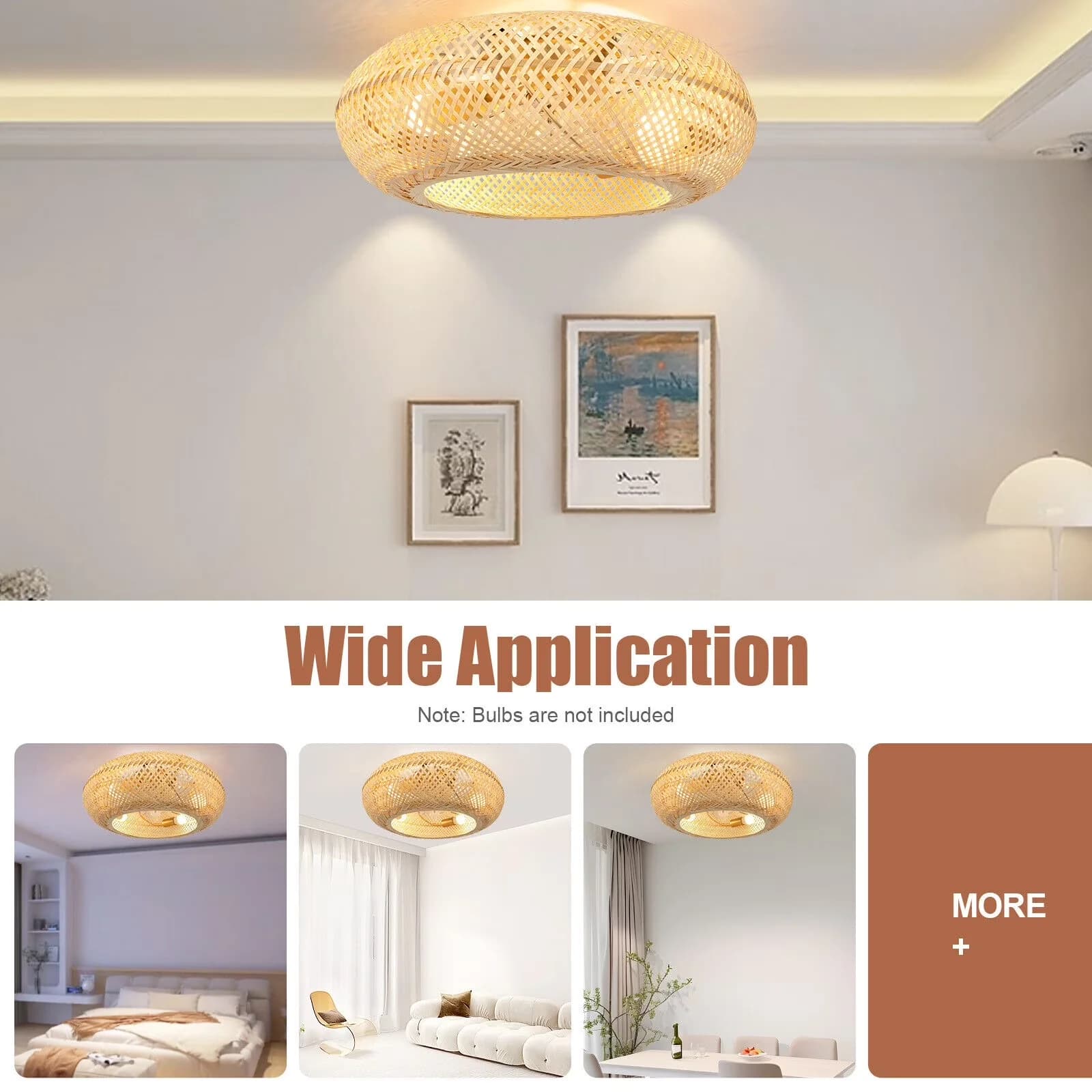 Professional Ceiling Fan with 110V, Remote Controlled - Woven Rattan Gold Model 3ADA6F
