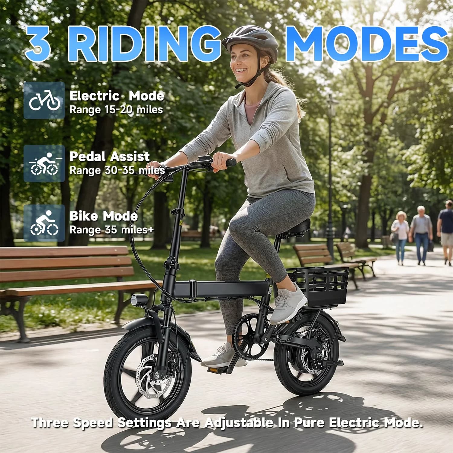 Versatile Electric Bike with Battery, 500W, Lightweight - Black - Heavy Duty Model C017C3