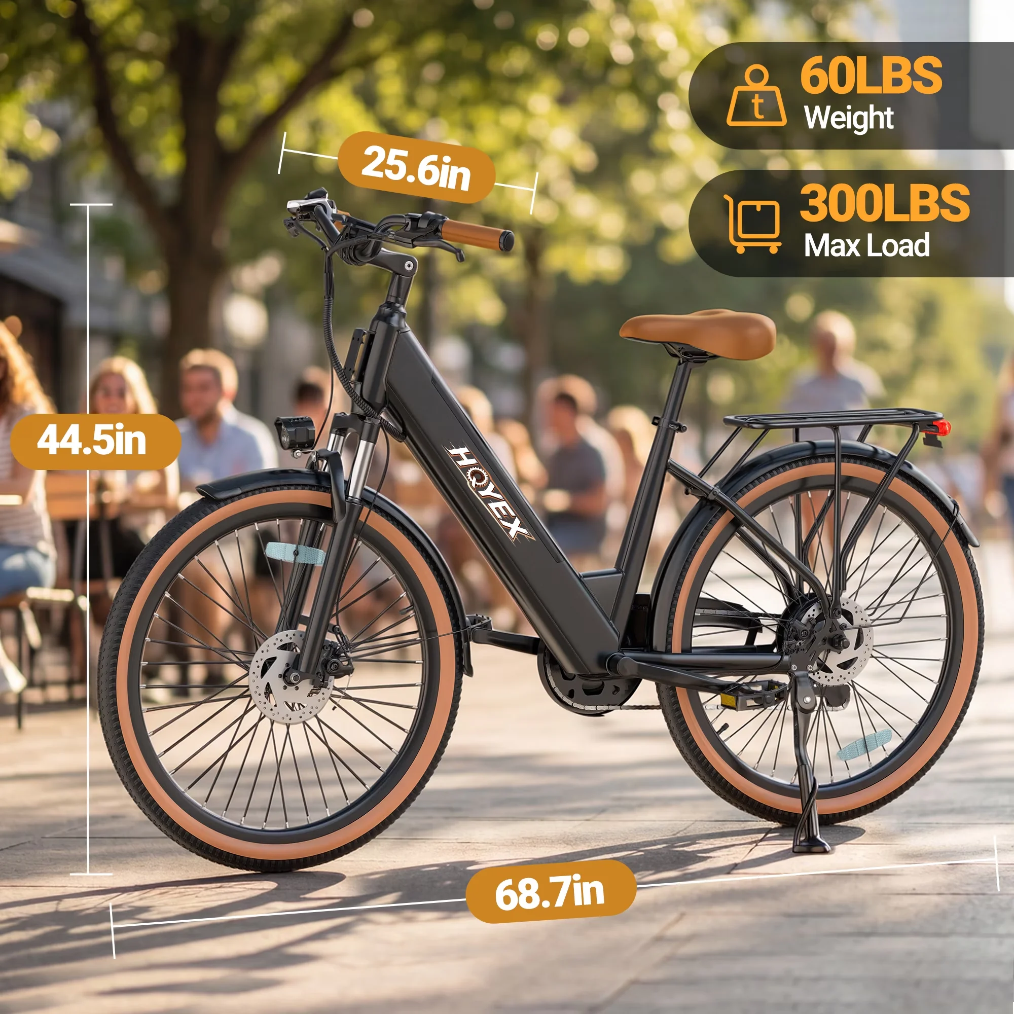 Essential Electric Bike with Battery, 1500W, HQ26 - Black - Universal Fit Model 8AD192
