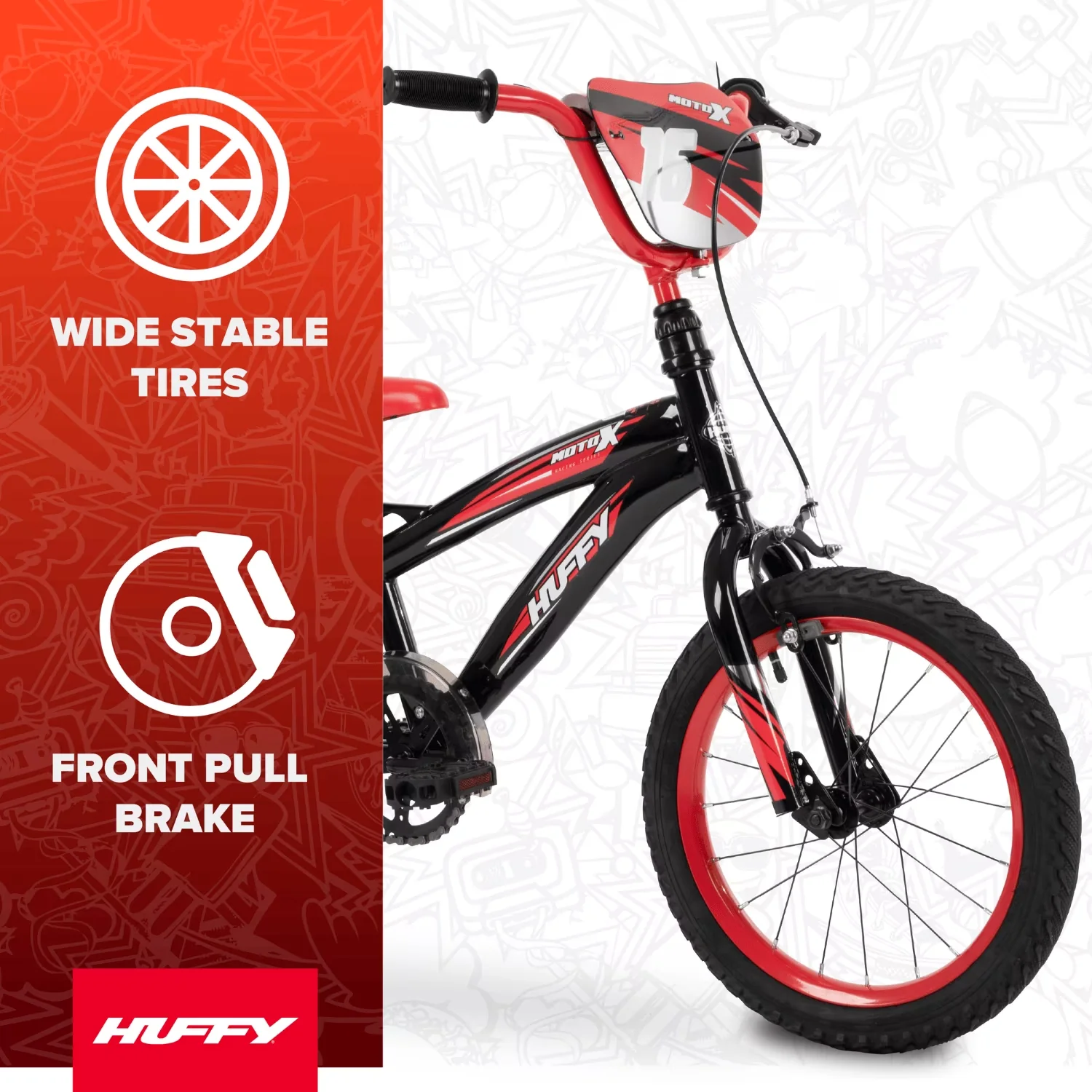 Sleek Kids Bike with Adjustable Seat, Black/Red, Fits Riders 42”-48” - Black Model B9E307