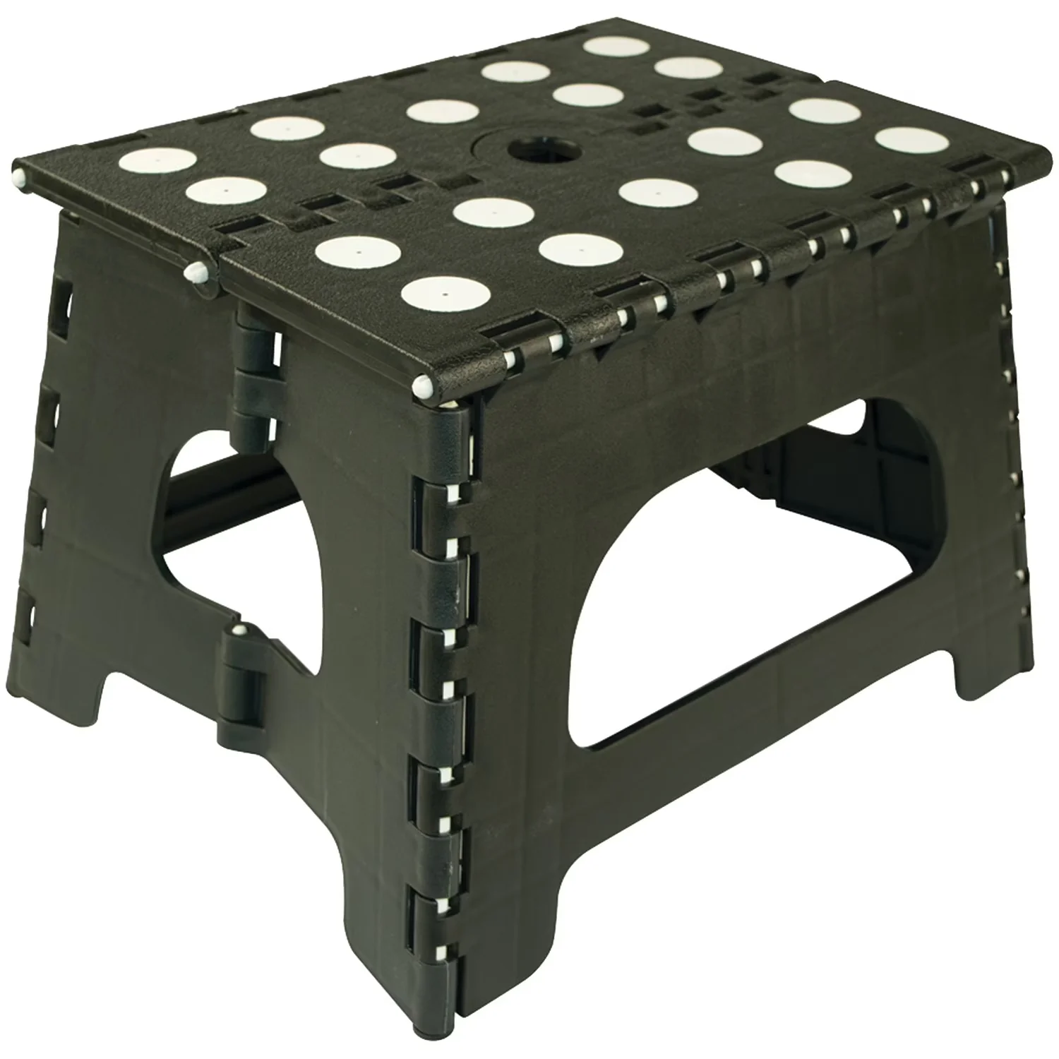 Sleek Ladders And Step Stool with Anti-Slip, Foldable, Stands at 9" tall when unfolded - Black Plastic, Rubber Model 5C816C