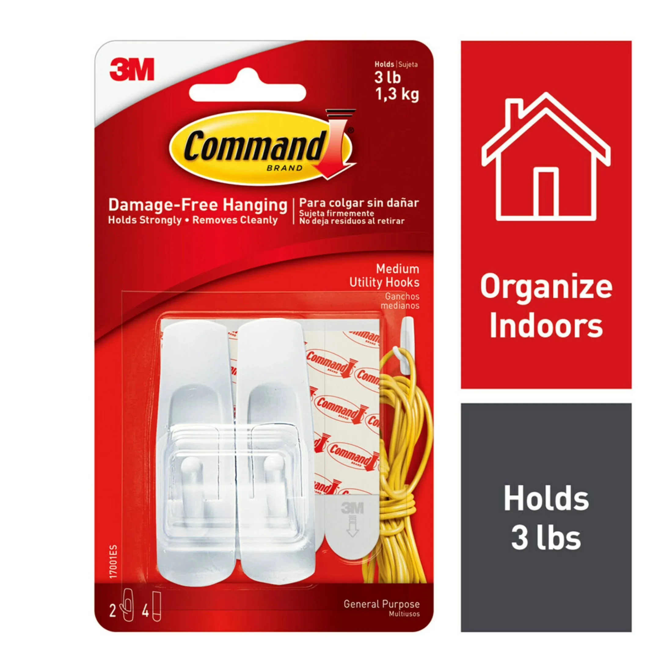 Premium Damage-Free Hanging with Wall-Mountable, Easy Installation, White - Plastic White Model 954B9A