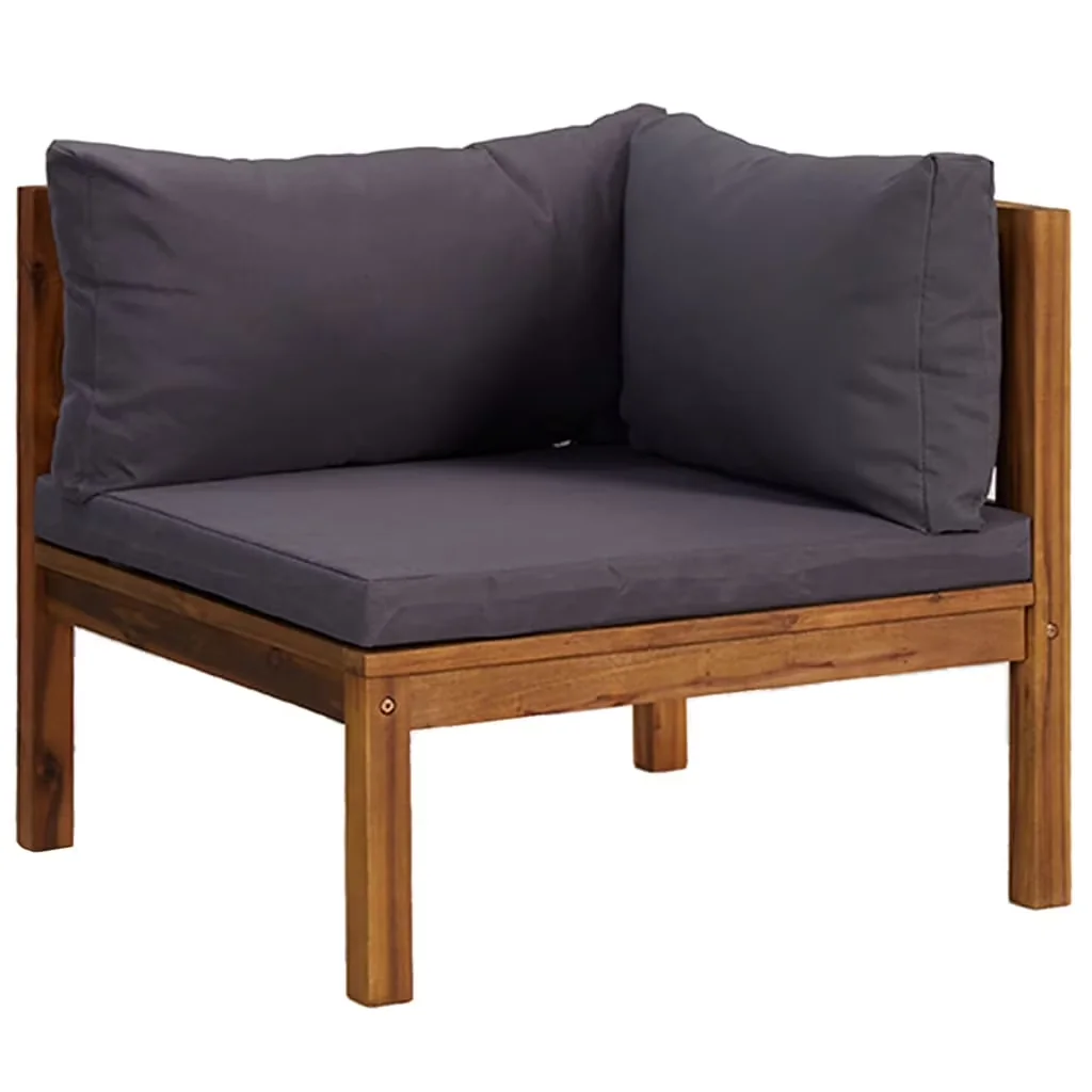 Patio Dining Set Stylish with Weatherproof, Cushion color: Dark gray - Dark Grey Solid Acacia Wood With An Oil Finish, Fabric (100%... Model 669CF6