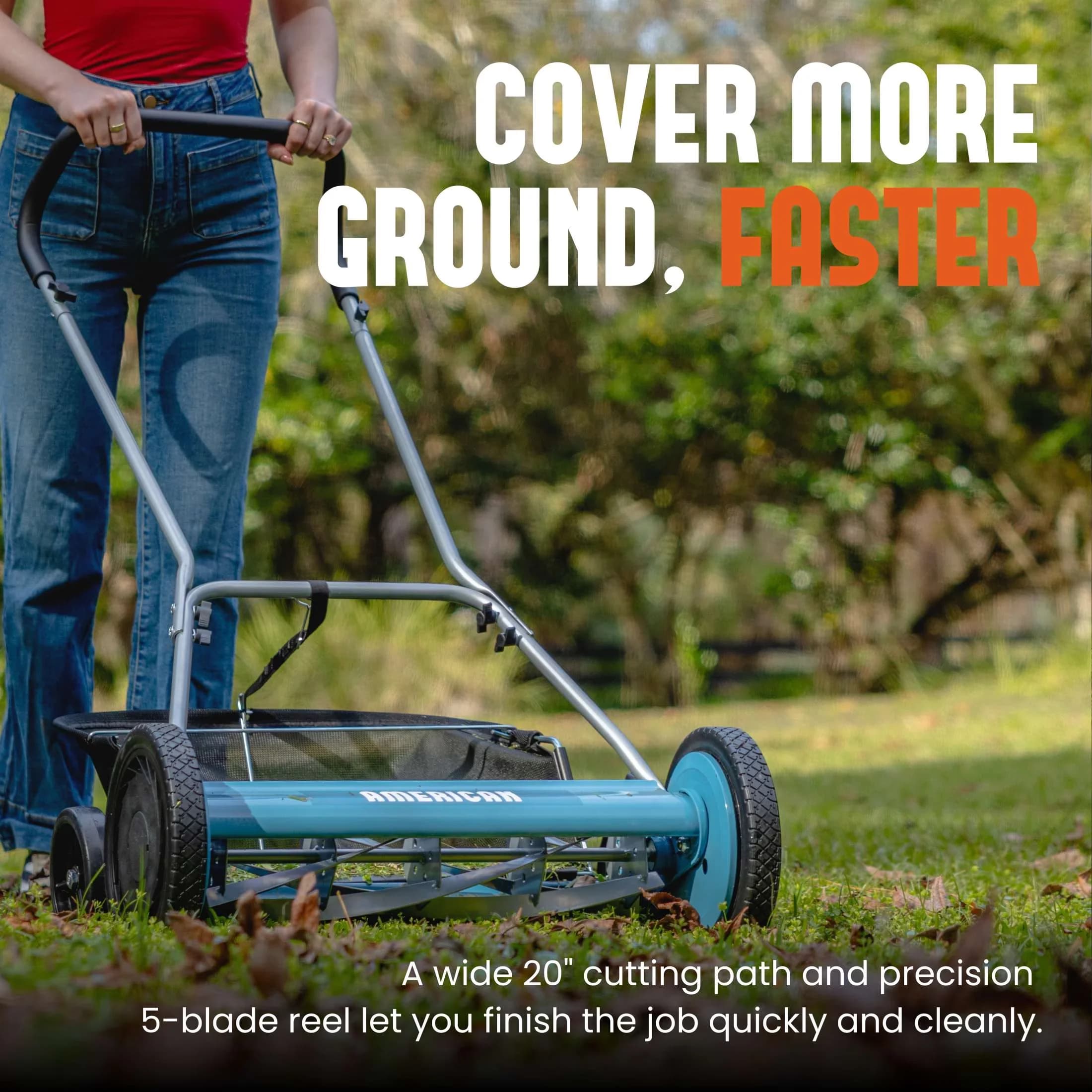Innovative Push Mower with Adjustable, Comfort Grip, Mechanical - Blue Model FBAFC4