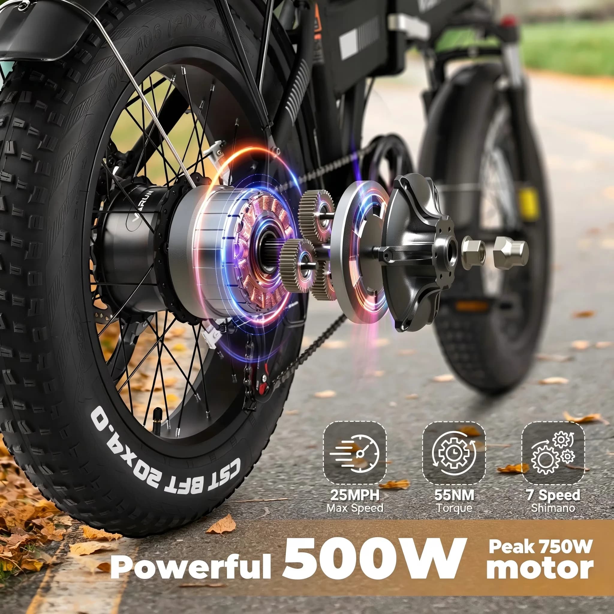 Durable Electric Bike with Battery, 750W, 48V - Black - Durable Build Model 2E30A4