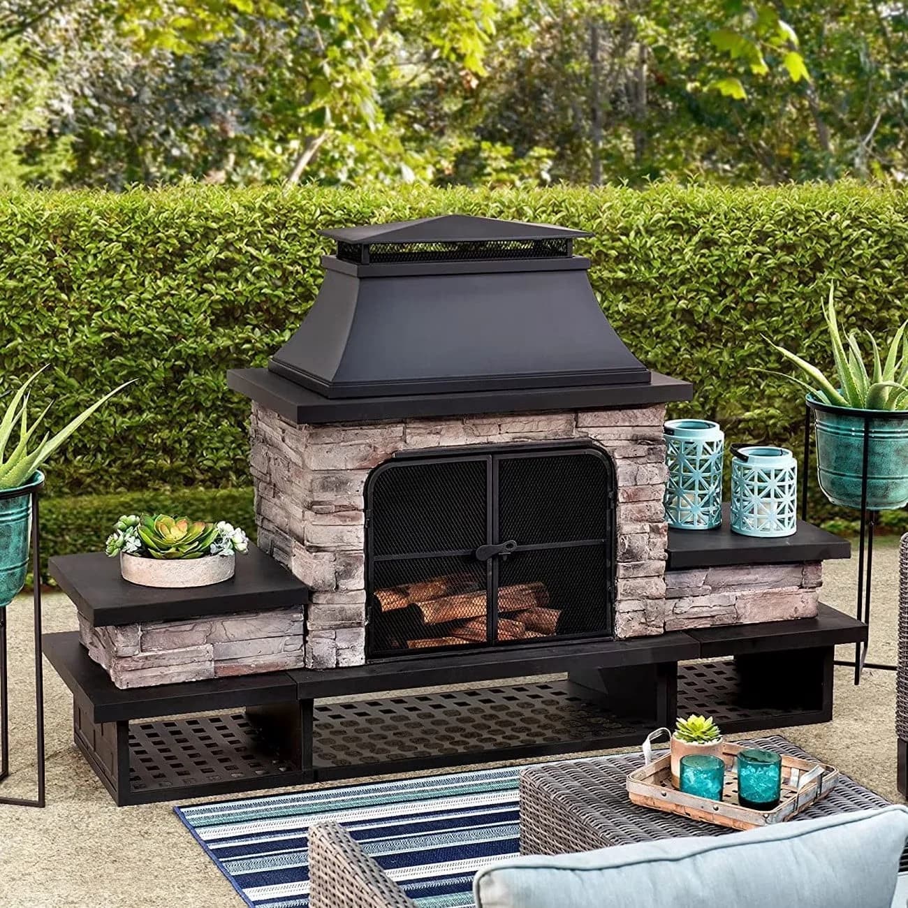Outdoor Heating Reliable with Portable, Traditional - Manufactured Stone|Powder-Coated Steel Model 9C3FC8