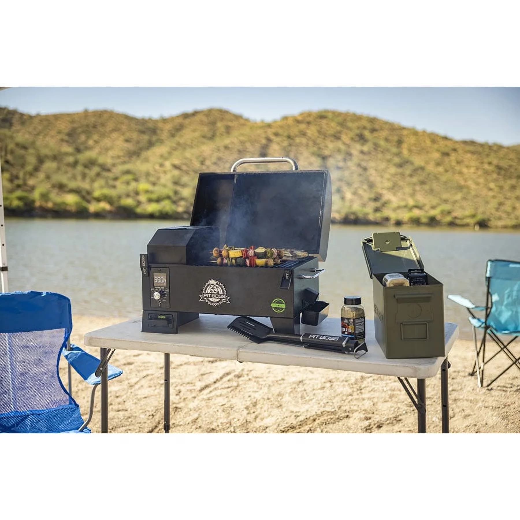 Sleek Smoker with Digital Temperature Control - Steel Portable - Compact and Portable Model 47A106