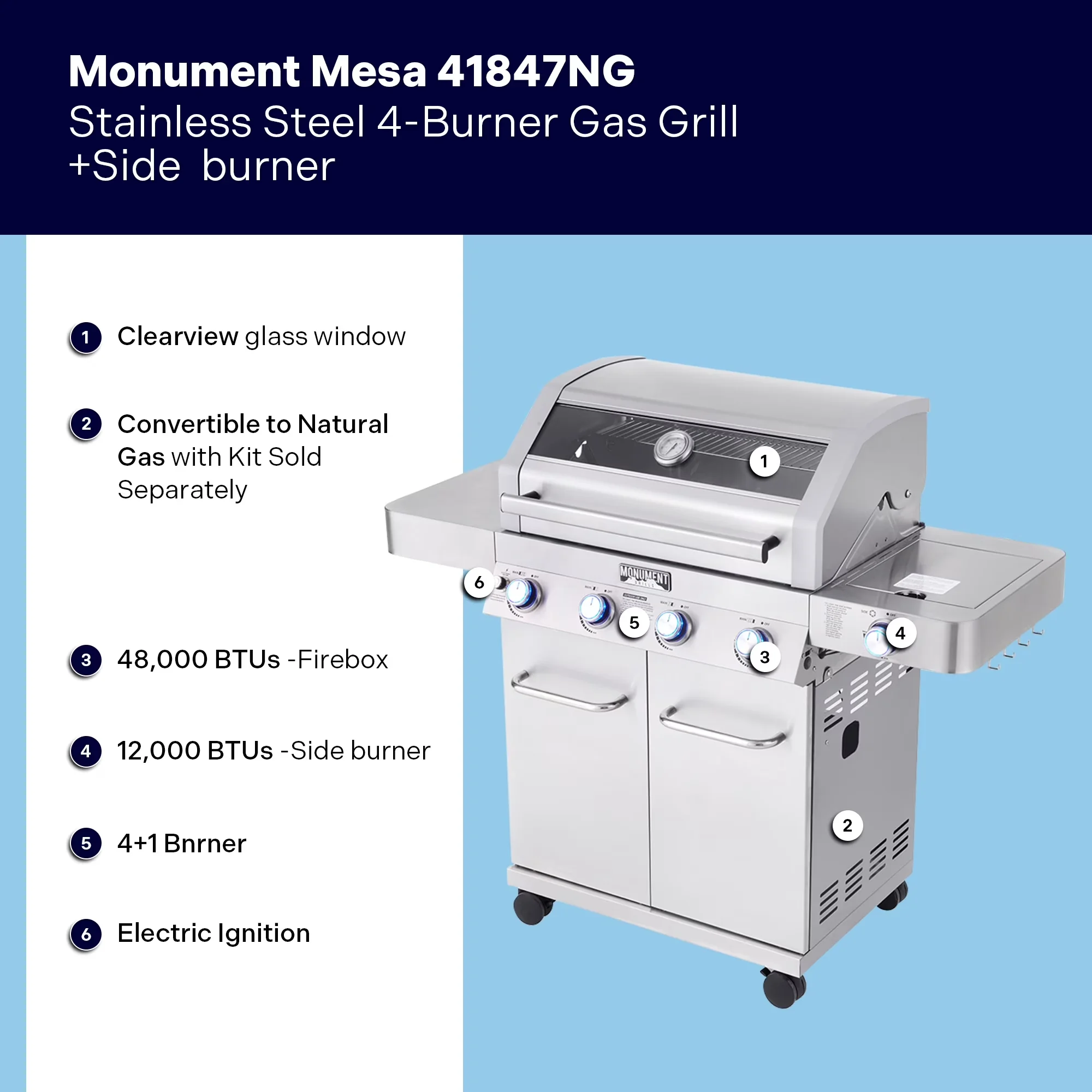Gas Grill Essential with LED, Enclosed Cabinet - Multicolor Stainless Steel Model F760FB