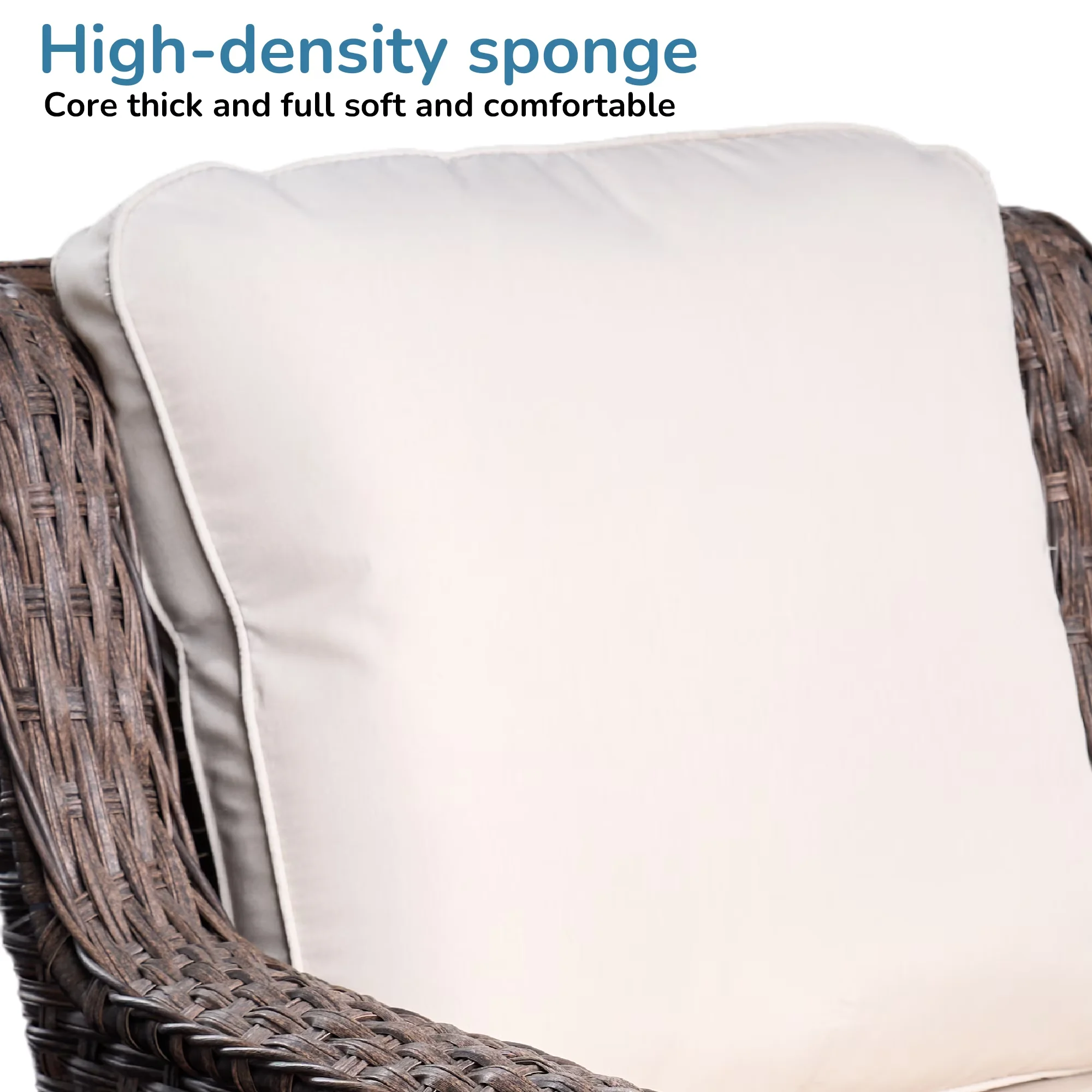 Essential Patio Conversation Set with Weatherproof, All-Weather Wicker Rattan High Back, Ottoman - Wicker White Model E0EFE2