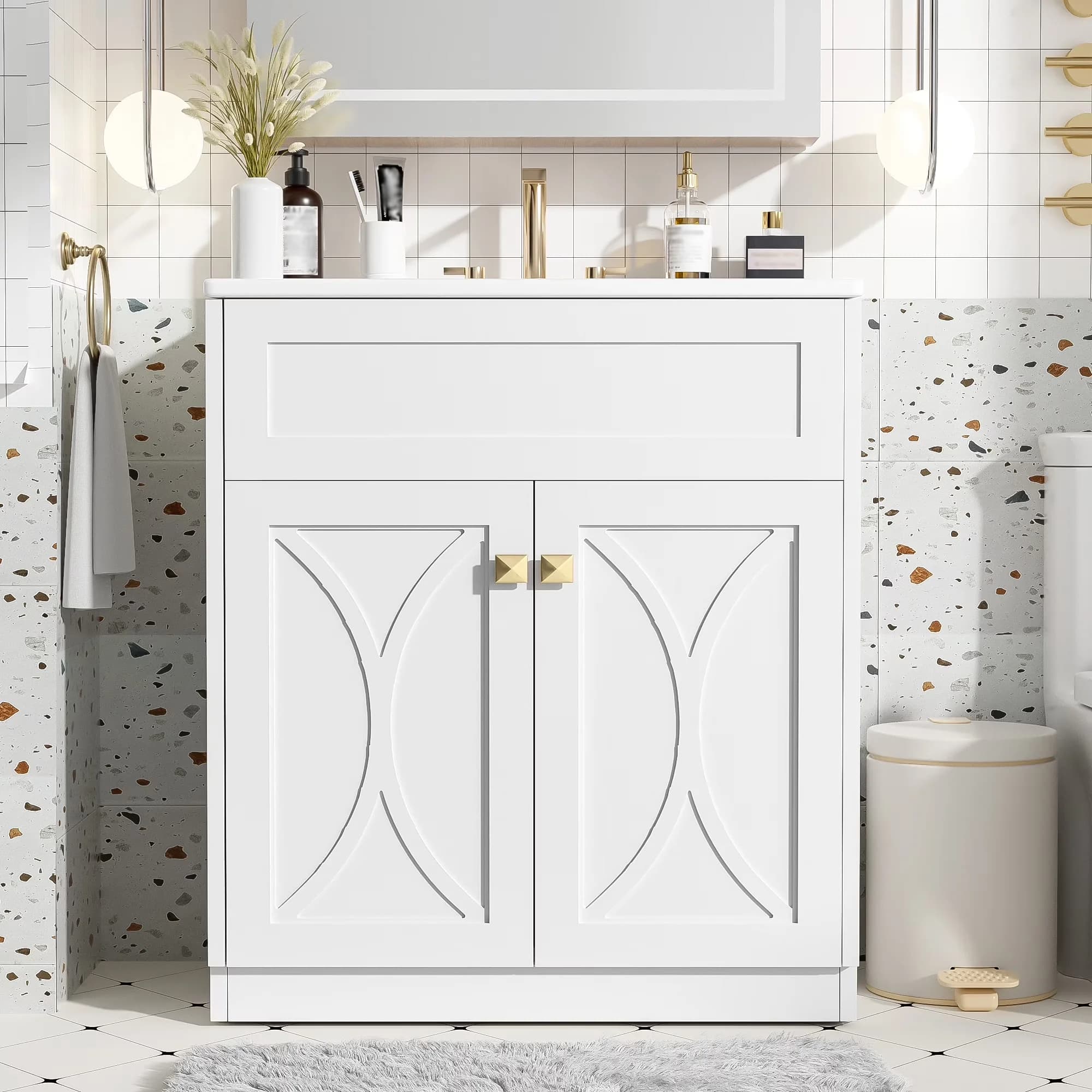 Bathroom Renovation Efficient with Overall Dimension: 30'' *18.3 '' * 34'', Sink - Model D674E0