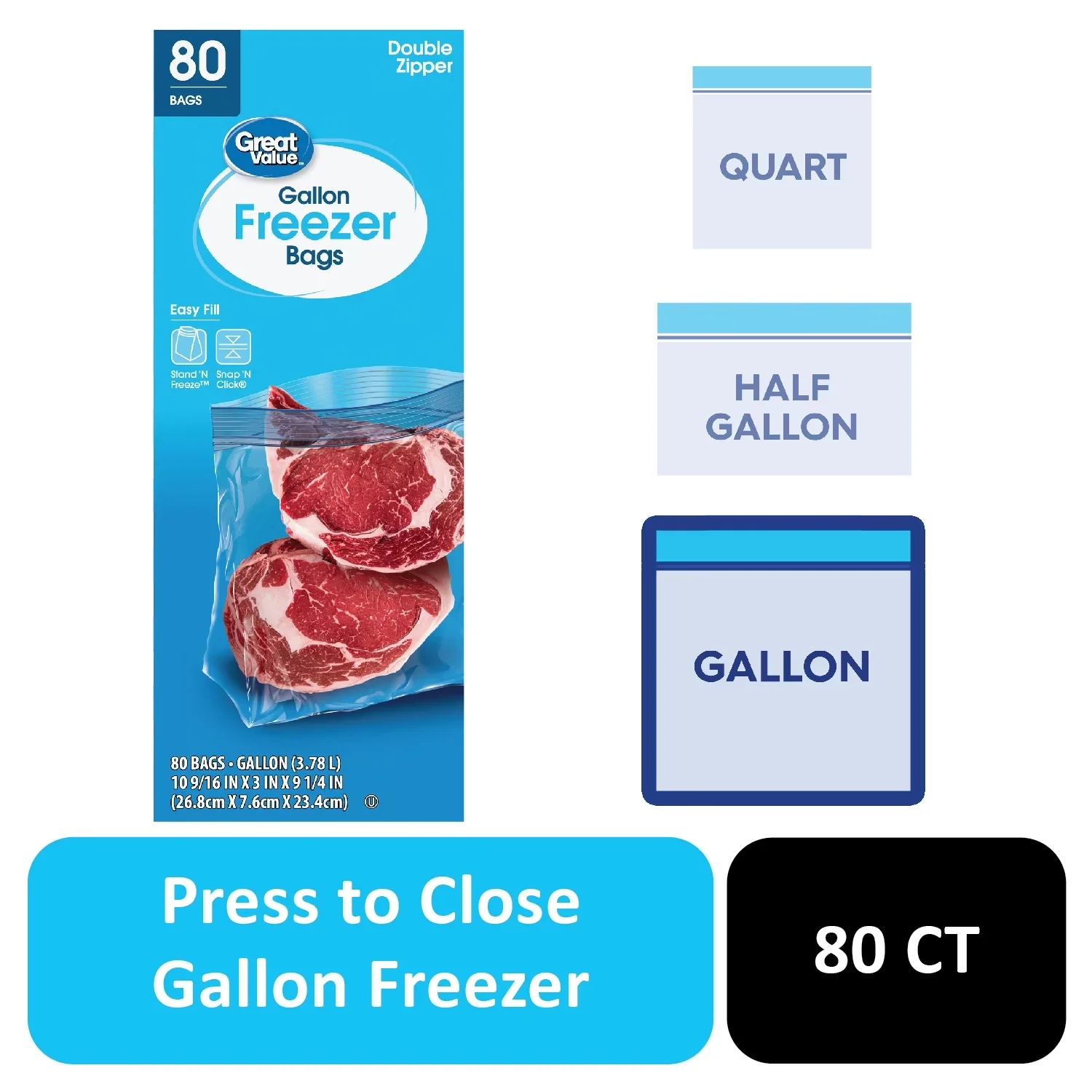 Modern Moving with Label Panel, Self Standing, Freezer Guard Double Zipper Freezer Bags - Clear Plastic Model 18364E