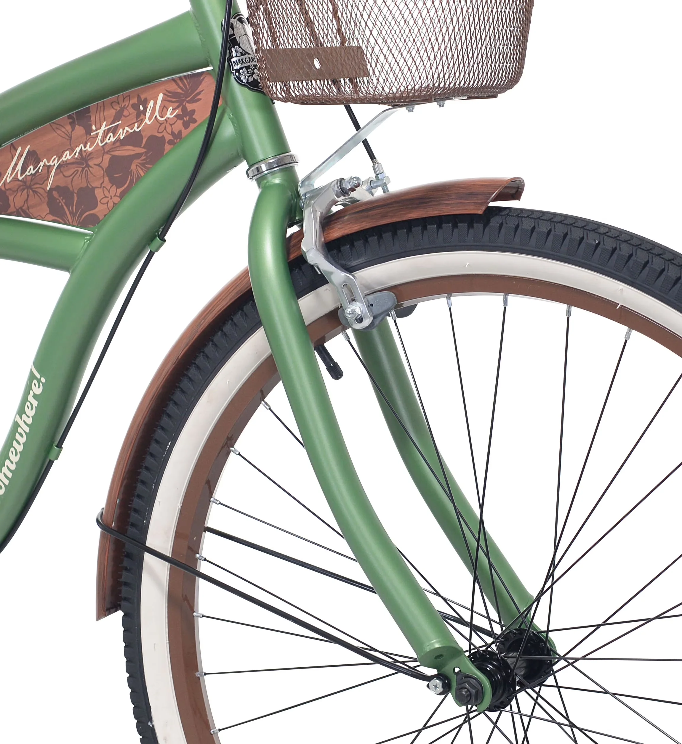 Cruiser Bike Modern with Adjustable Handlebar Height, 26" Cruiser Bicycle, Adjustable Seat Height - Green Model B69C4D