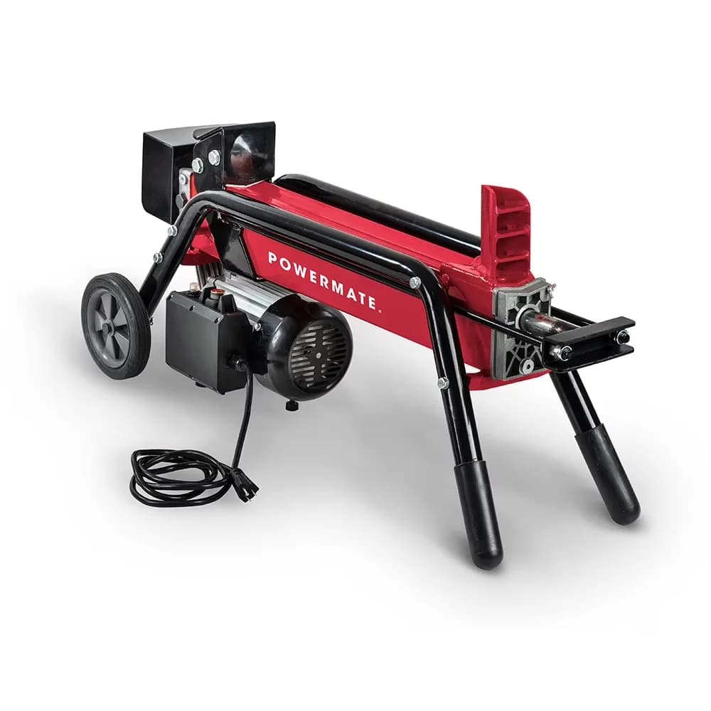 Versatile Logsplitter with Wheeled, 5-Ton Electric Log Splitter - Red - Contemporary Style Model 1B0455