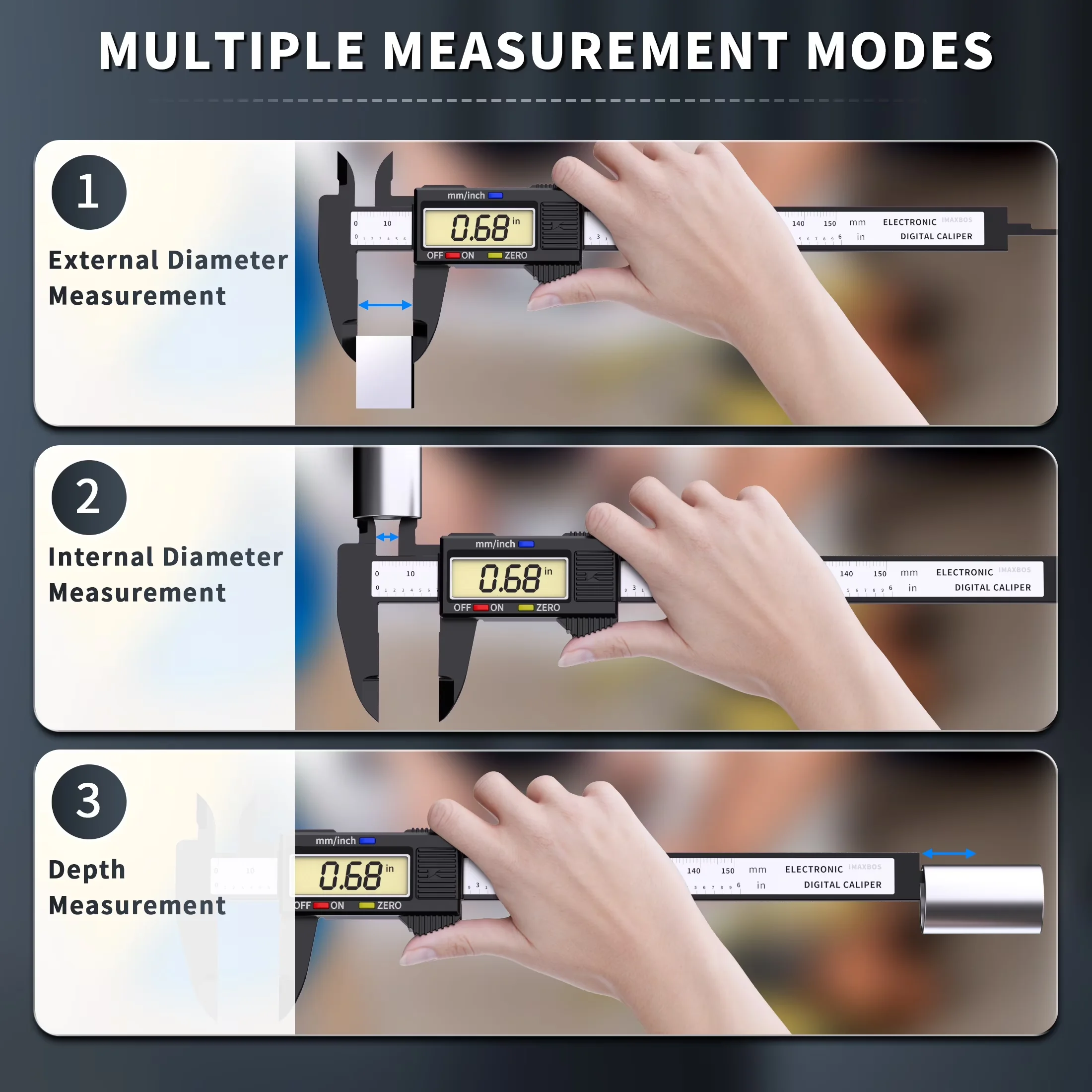 Versatile Measuring Layout with Battery - Black Engineering Plastic Caliper Model A39829