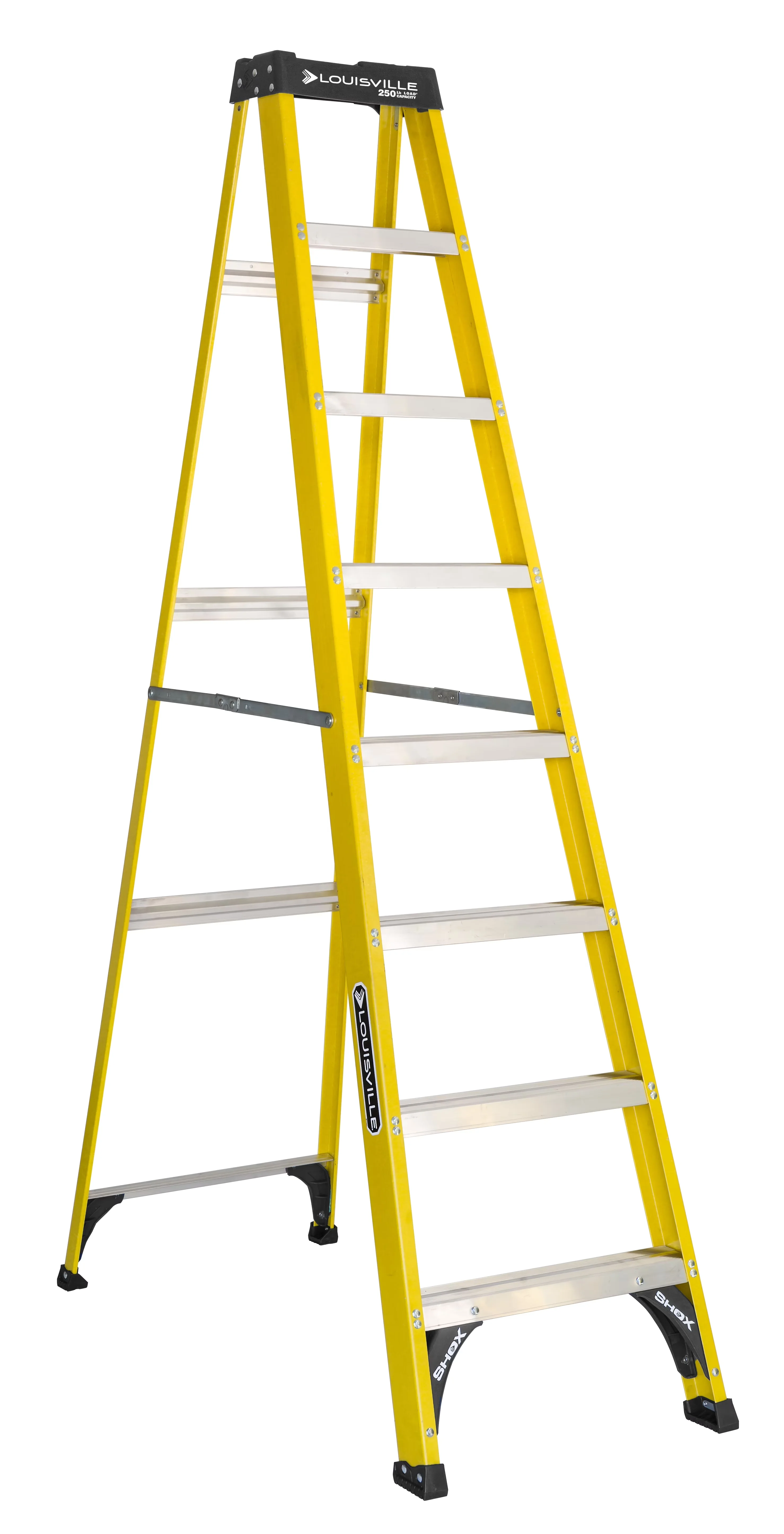 Ladders And Step Stool Compact with Folding, 12' Reach, 250 lbs Load Capacity - Fiberglass, Aluminum, Rubber 8-foot Model 852517