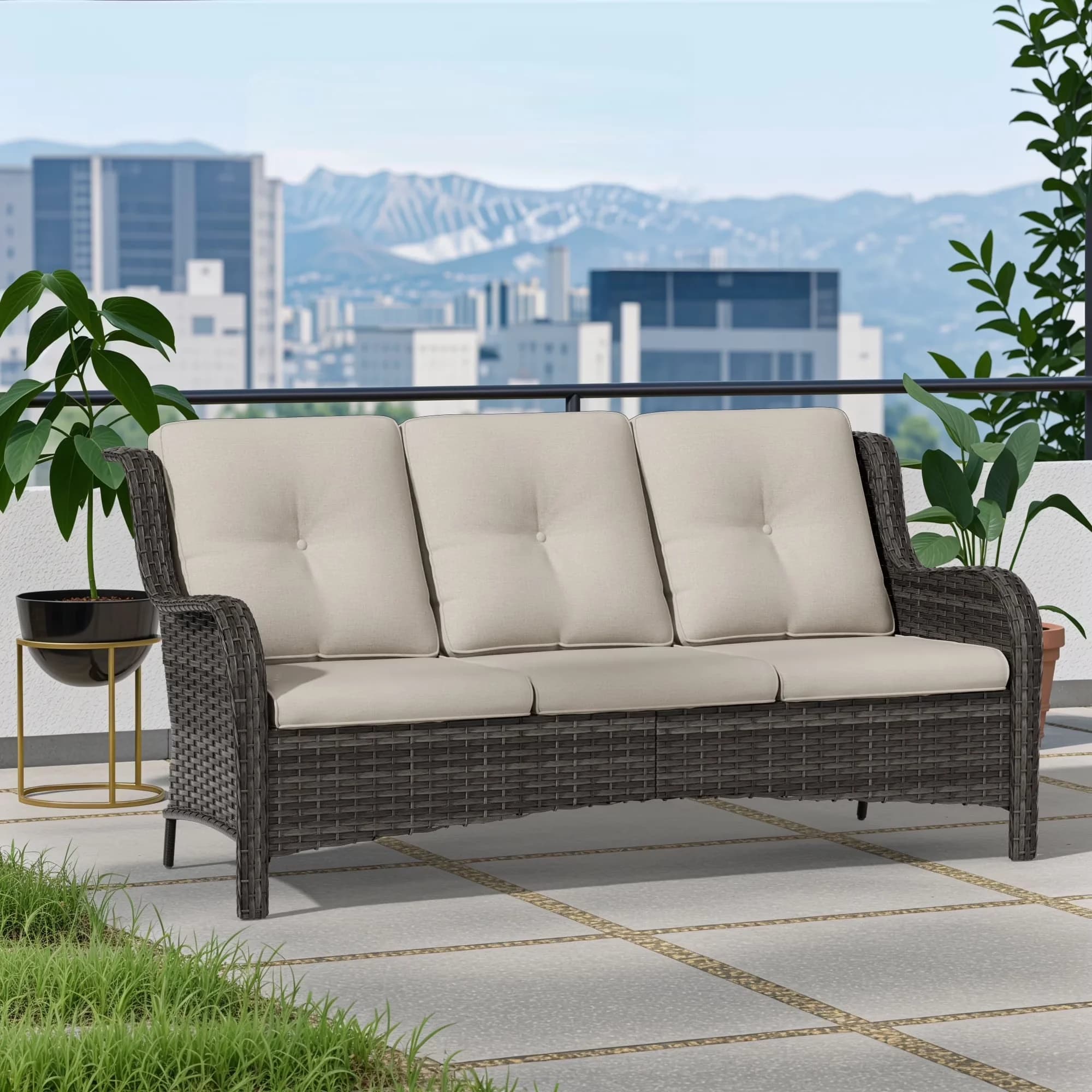 Outdoor Sofas Sectional Compact with Weather-Resistant, Water-Resistant - Wicker Model 0D7995