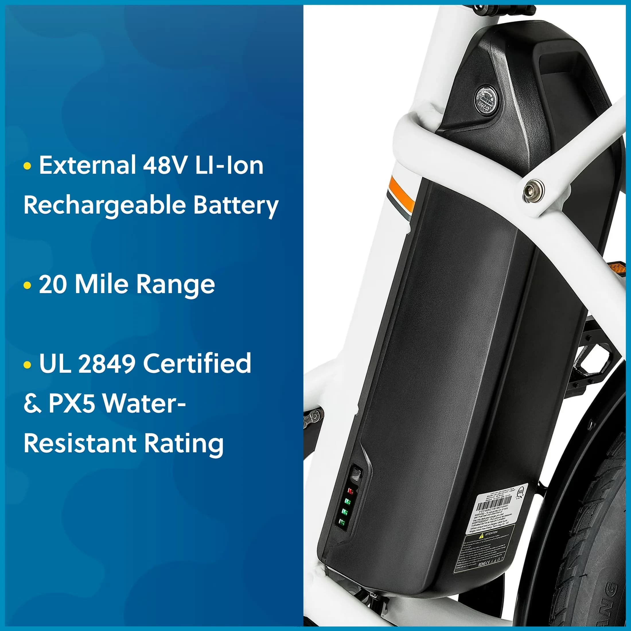 Essential Electric Bike with Battery, 48V, 48V Class 2 - Reliable Performance Model 3D444C