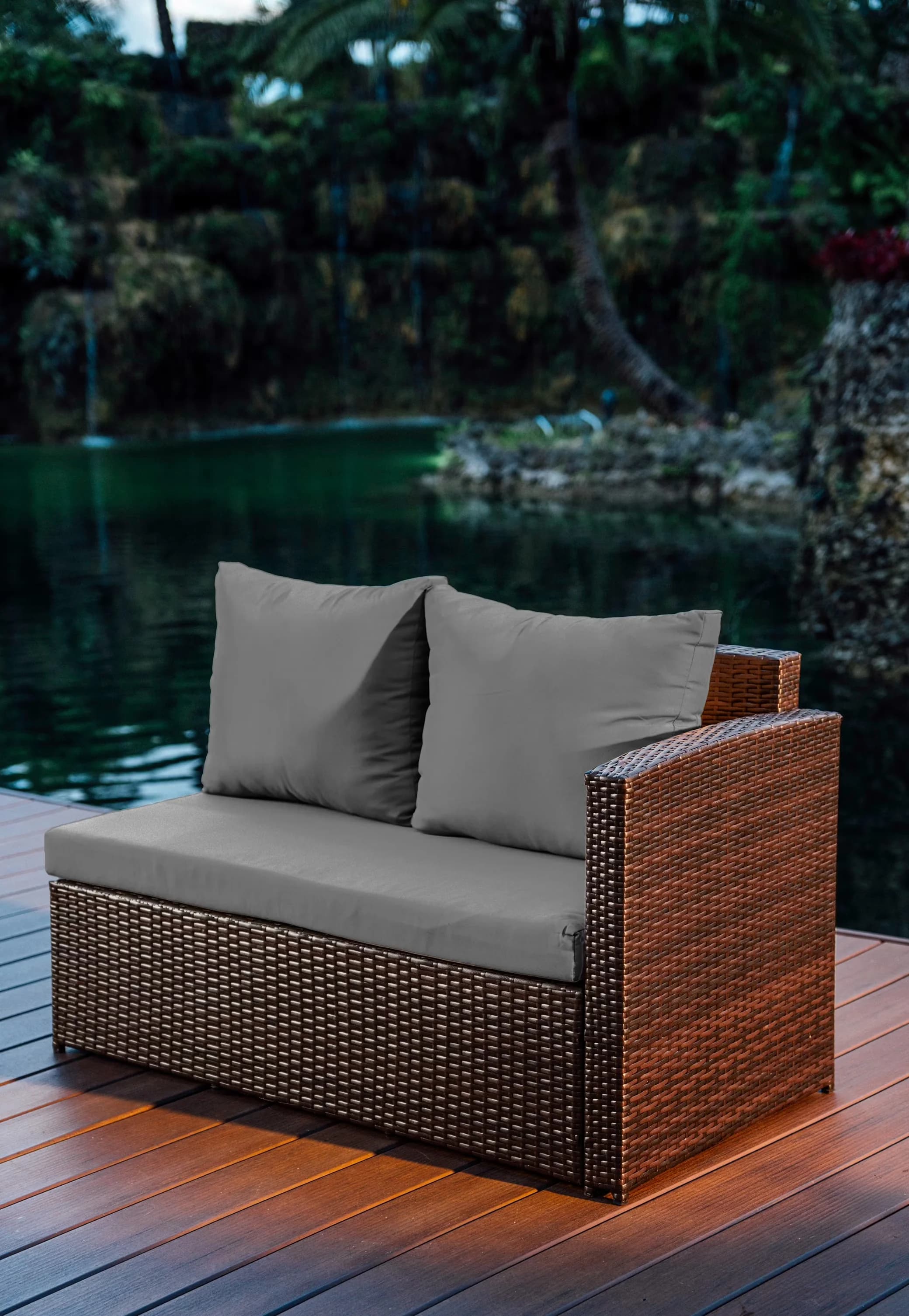 Versatile Outdoor Sofas Sectional with Modern, Back Support - Brown Wicker, Rattan, Resin Model C7CD25