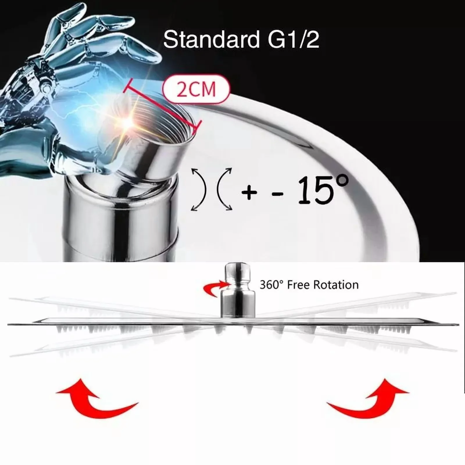 Quality Shower Head with Useful for both indoor and outdoor use. - Stainless Steel Silver Model C76BF2