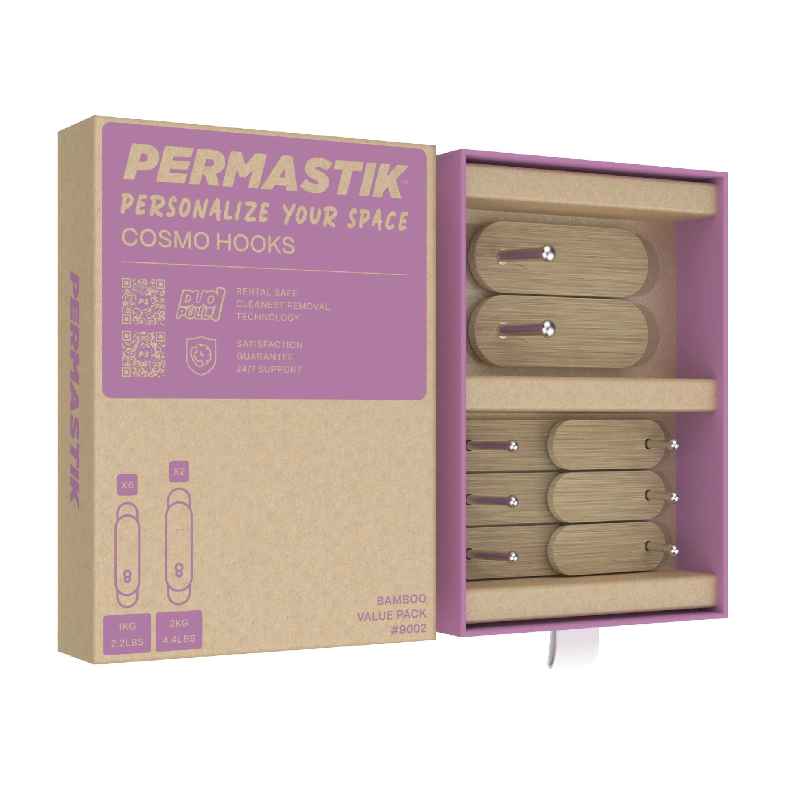 Stylish Damage-Free Hanging with Easy Installation, Easy Clean, Easy-To-Use - Bamboo for Home Model CA295B