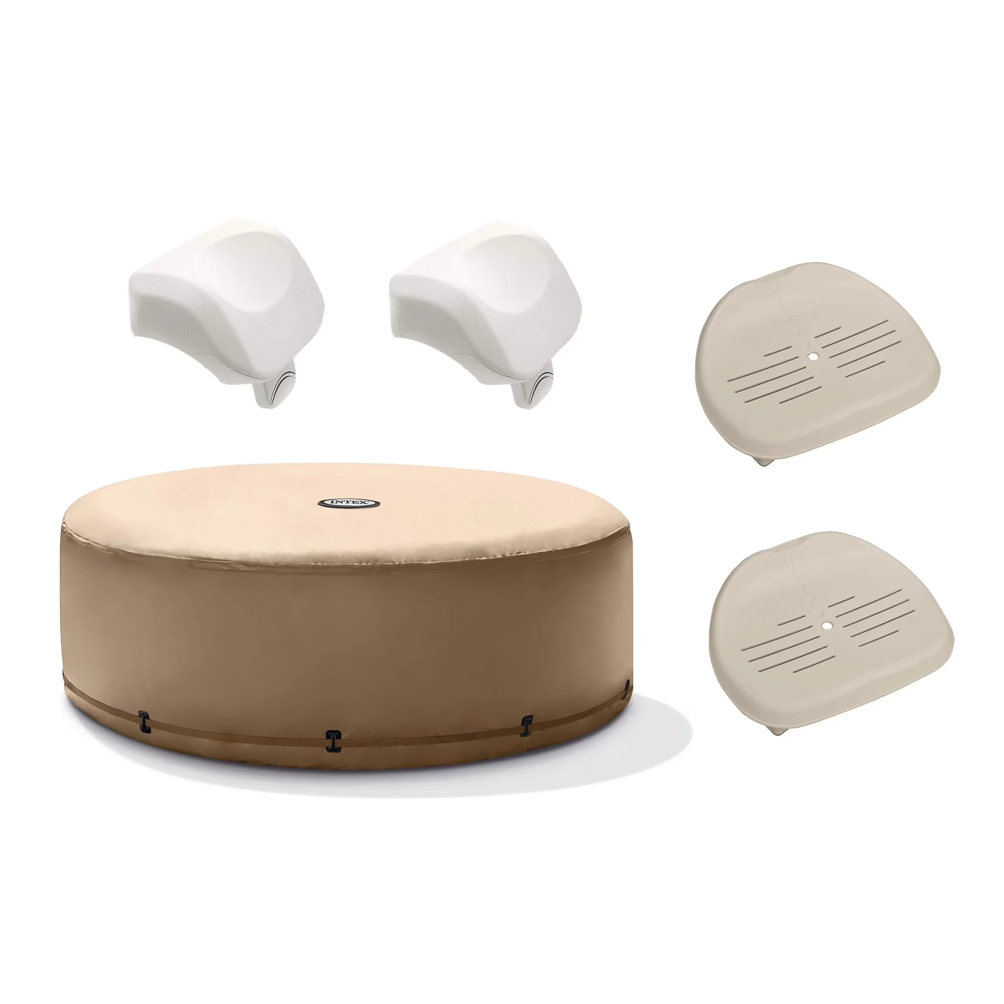 Premium Hot Tub with Uv Resistant, Foam Headrest (2 Pack) and Seat (2 Pack) - Beige Foam Model FE5FED