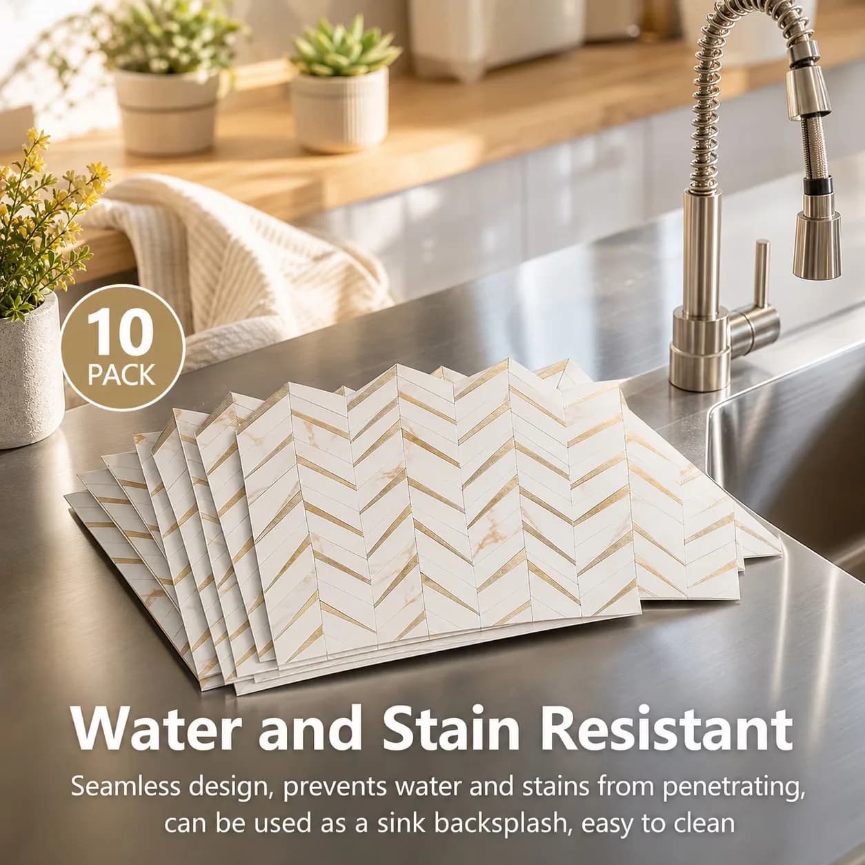 Essential Wallpaper with Easy To Clean, Durable - Gold Plastic for Kitchen, Bathroom Model 3B00FD