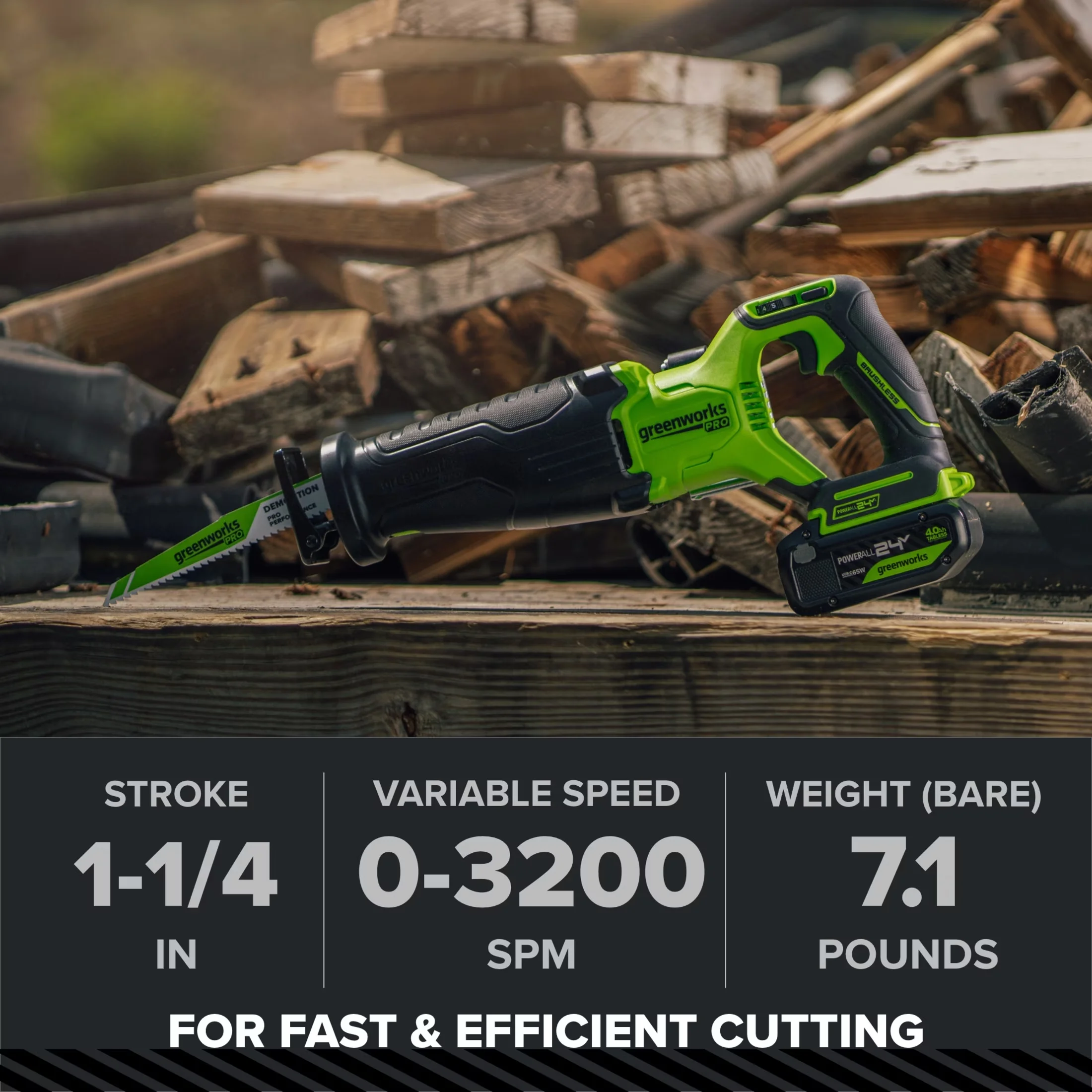 Classic Power Saw with Battery, 24V, Tool Only - Traditional Style Model 3B0834