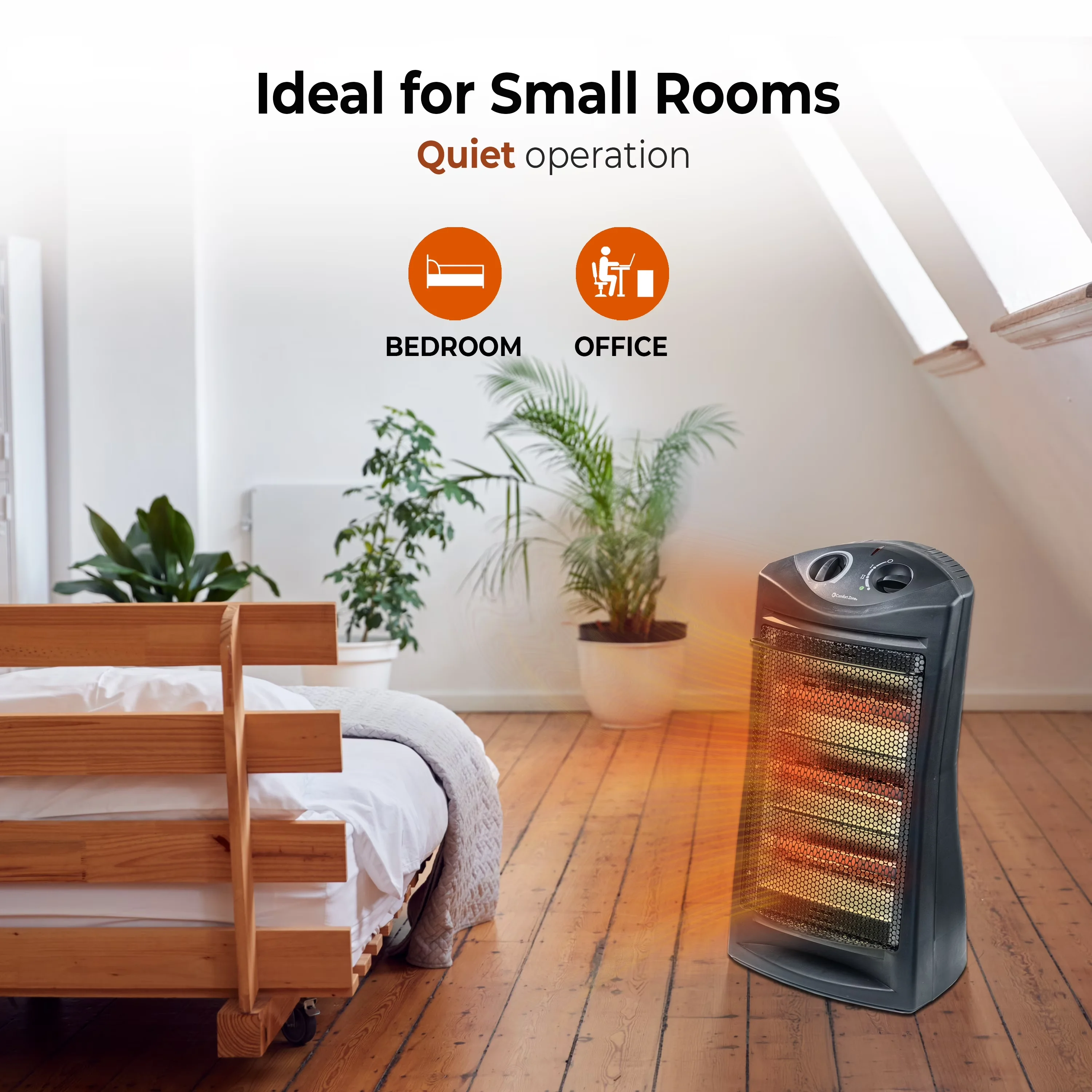 Compact Portable And Electric Space Heater with Temperature Controlled, Adjustable, Automatic Shutoff - Black Model 4B809A
