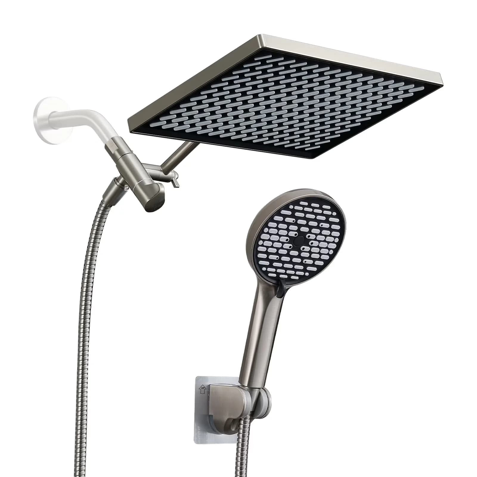 Durable Shower Head with Fade Resistant, Adjustable Heads - Pom, Abs (Acrylonitrile Butadiene Styrene), Stainless Steels Brushed Nickel Model 370889