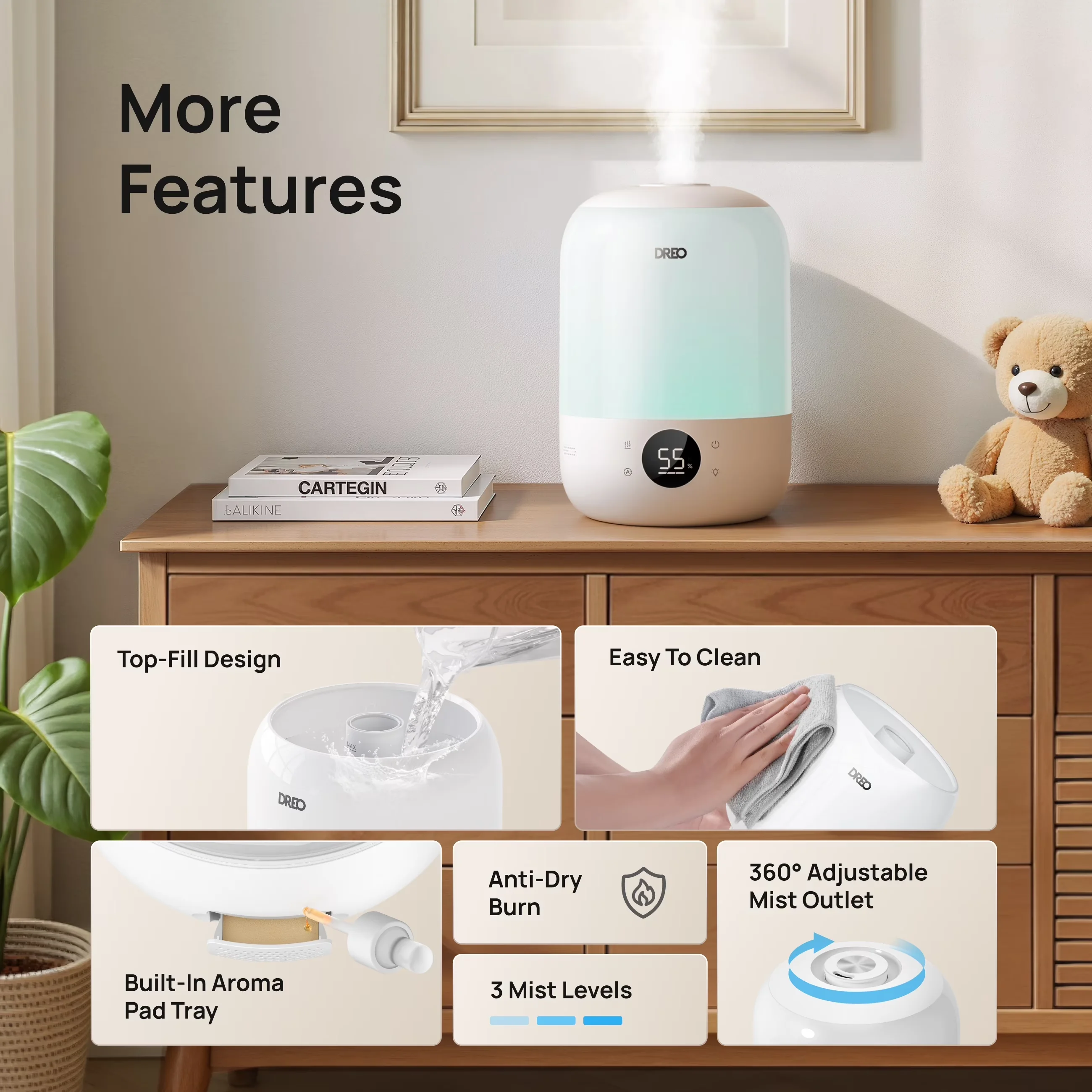 Versatile Humidifier with Automatic Shut-Off, Automatic Moisture Control - White Model 79E0F3