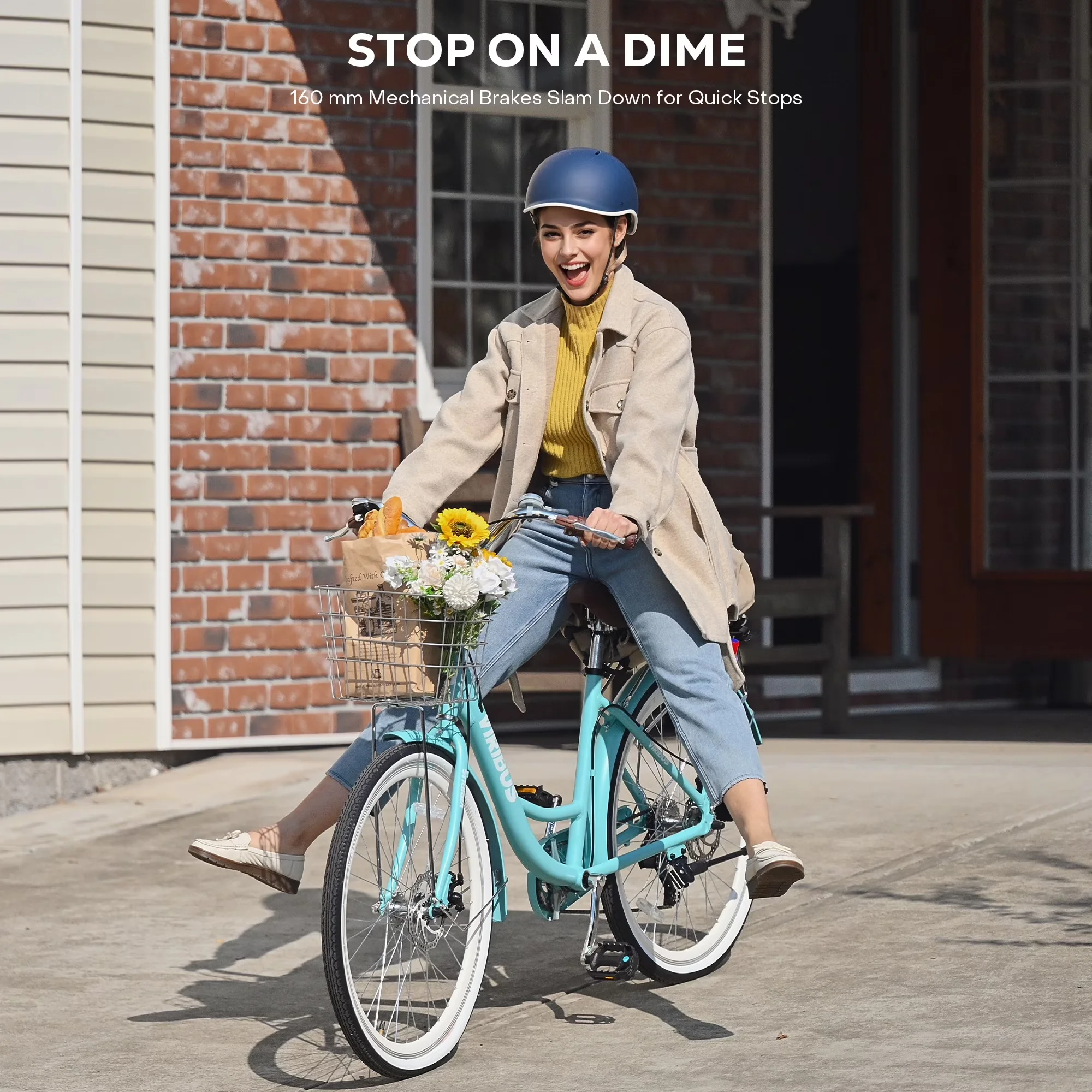 Efficient Cruiser Bike with Adjustable Height, 24" Beach - Sky Blue - Quality Construction Model 88A89B
