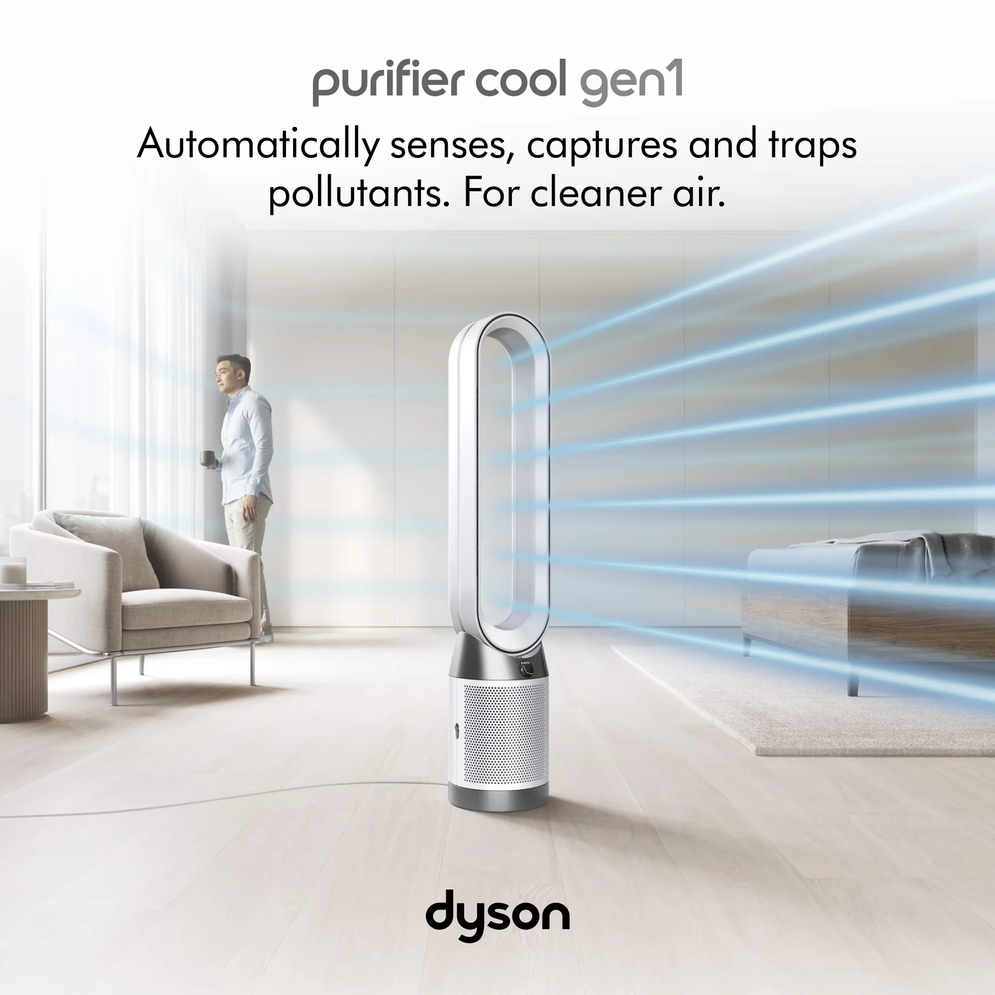Compact Air Purifier with Variable Speed, Automatic Shut-Off, Cool™ Fan Gen1 TP10 | White/Silver | New - Silver Model 364F22