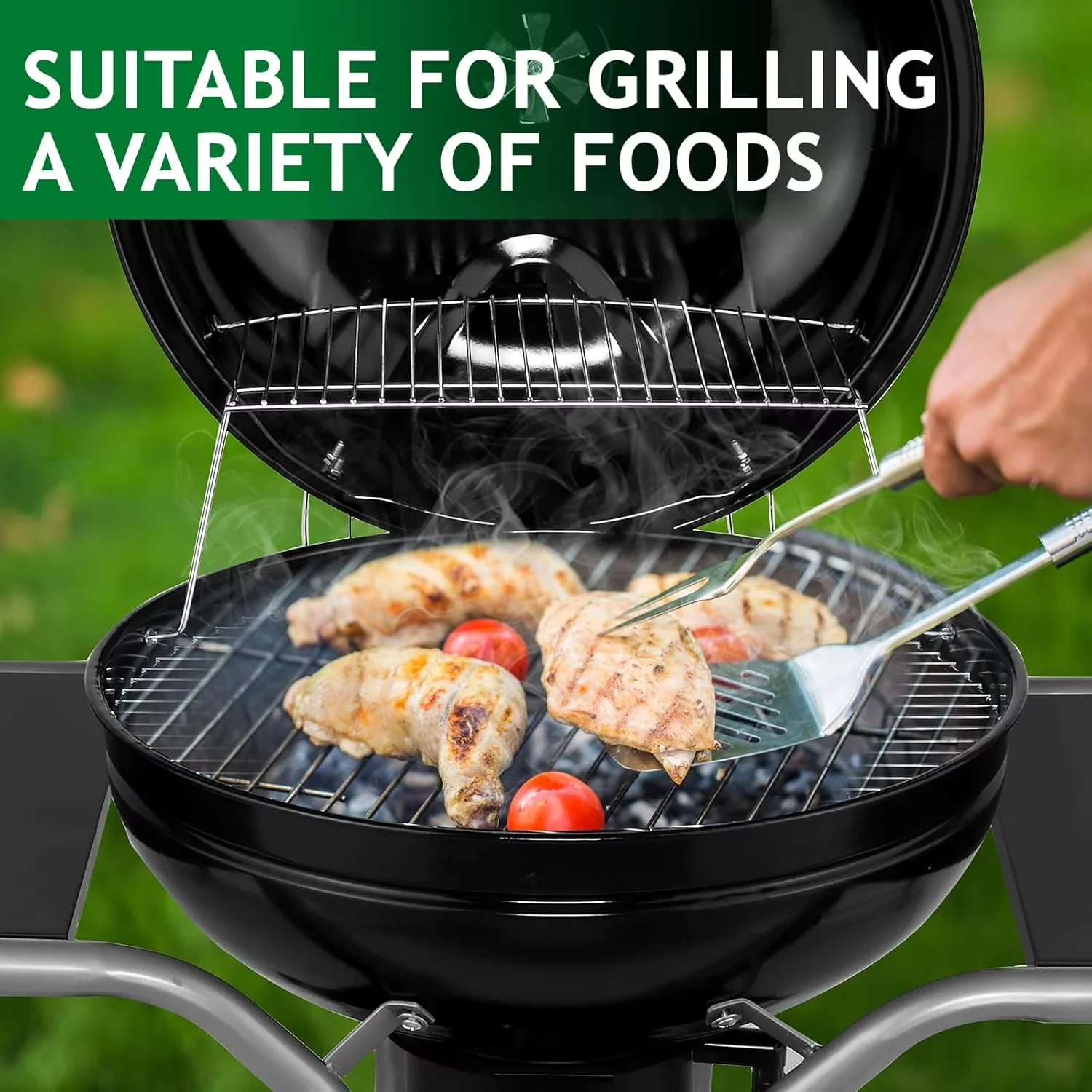 Charcoal Grill Versatile with Portable, 22.5 inch Kettle - Metal Black for Outdoor, Small Model E76397