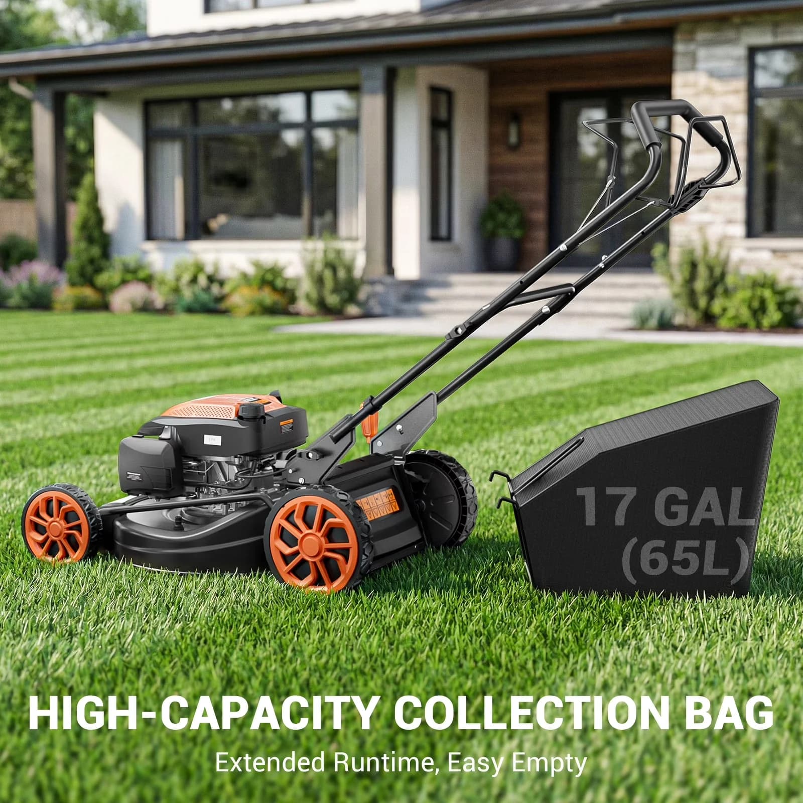 Compact Push Mower with Adjustable Speed, Adjustable Cutting Height, Mulching - Orange Model 112EC2