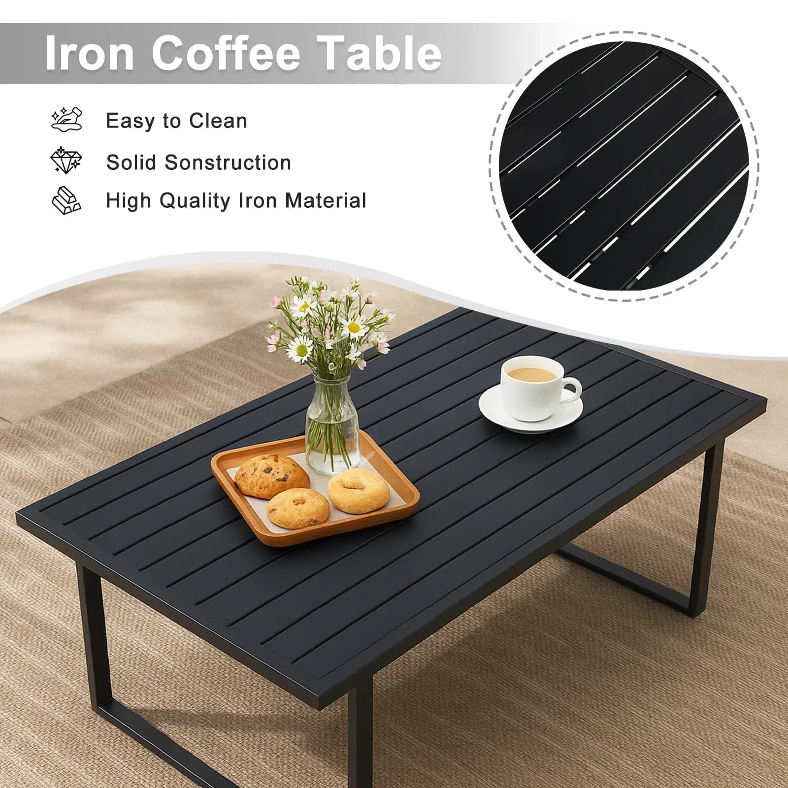 Modern Patio Conversation Set with Weatherproof, All Weather Backyard Sectional Sofa - Gray Iron Model 1CEDB0