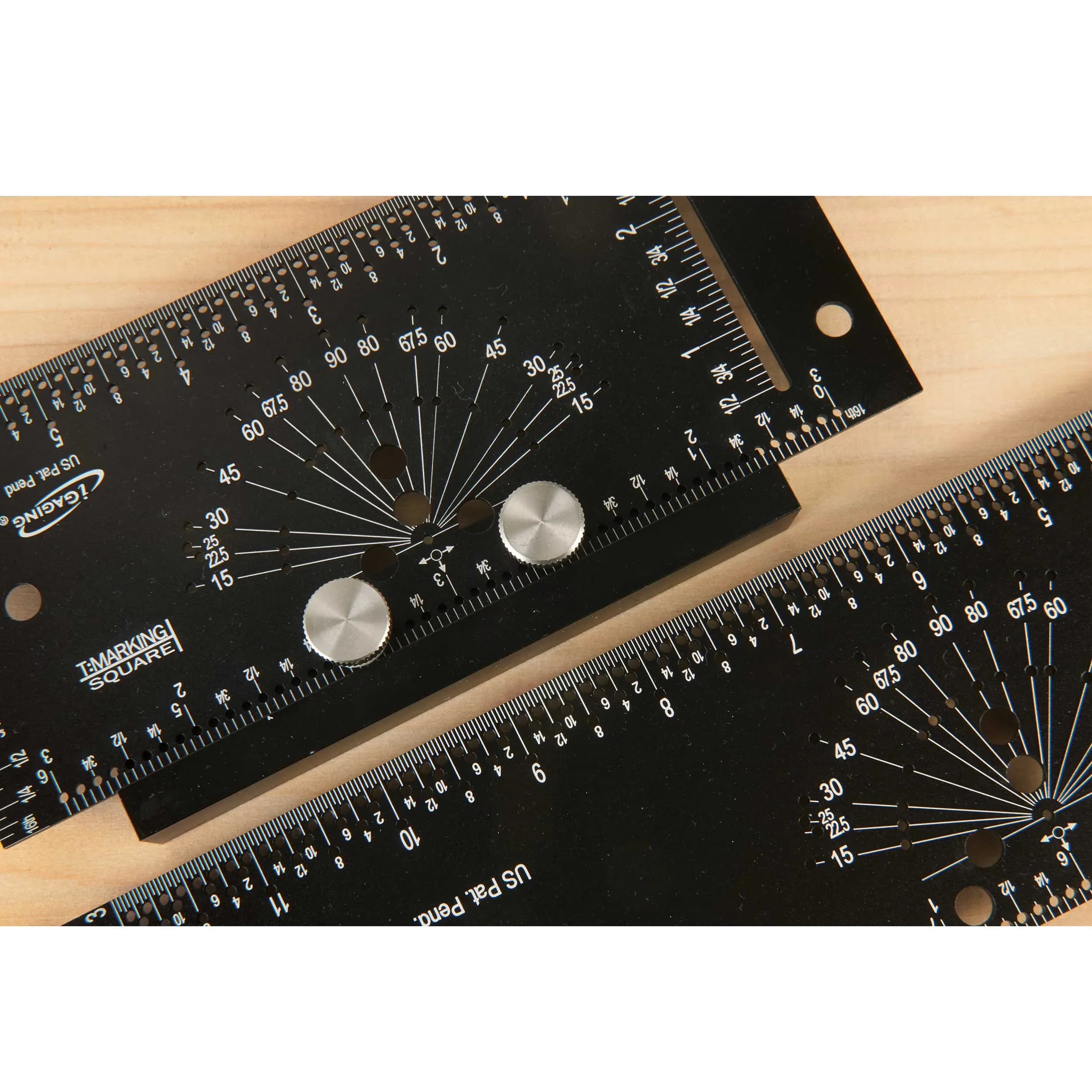 Essential Measuring Layout with Adjustable, T-Marking Square Set - Aluminum Black Model FF75C9