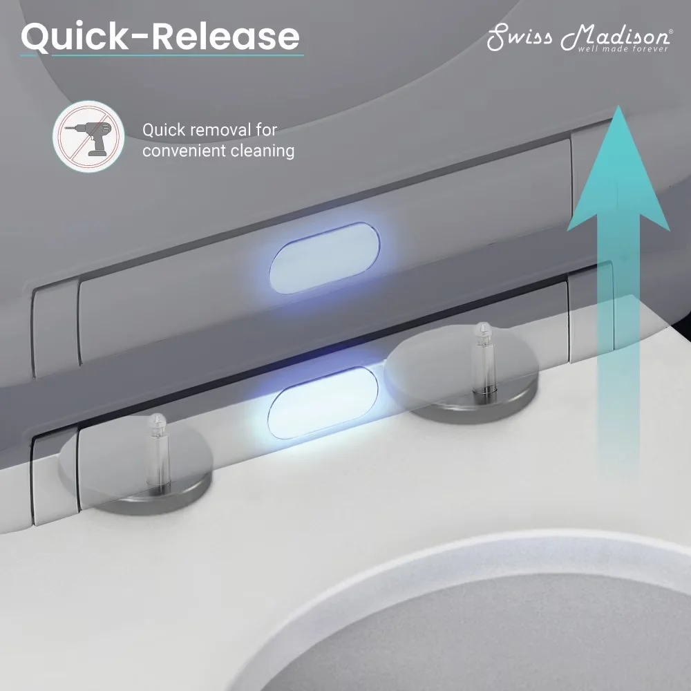 Innovative Toilet Seats And Lid with Night Light, Quick Release, Easy Installation - White Ceramic Model 7D0B9E