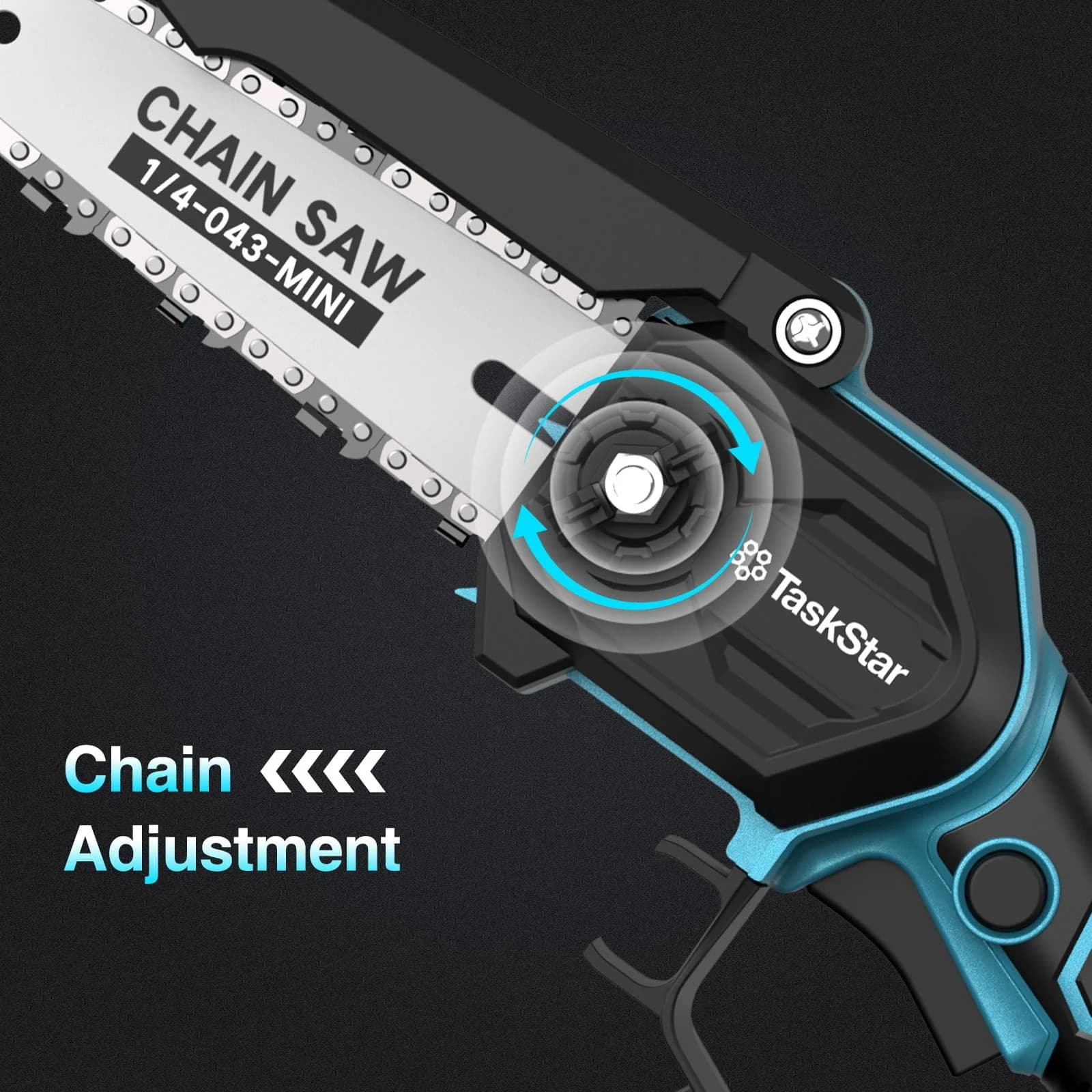 Chainsaw Durable with Battery, Automatic Chain Oiler, Electric 6 Inch Mini - Blue Model D2263A