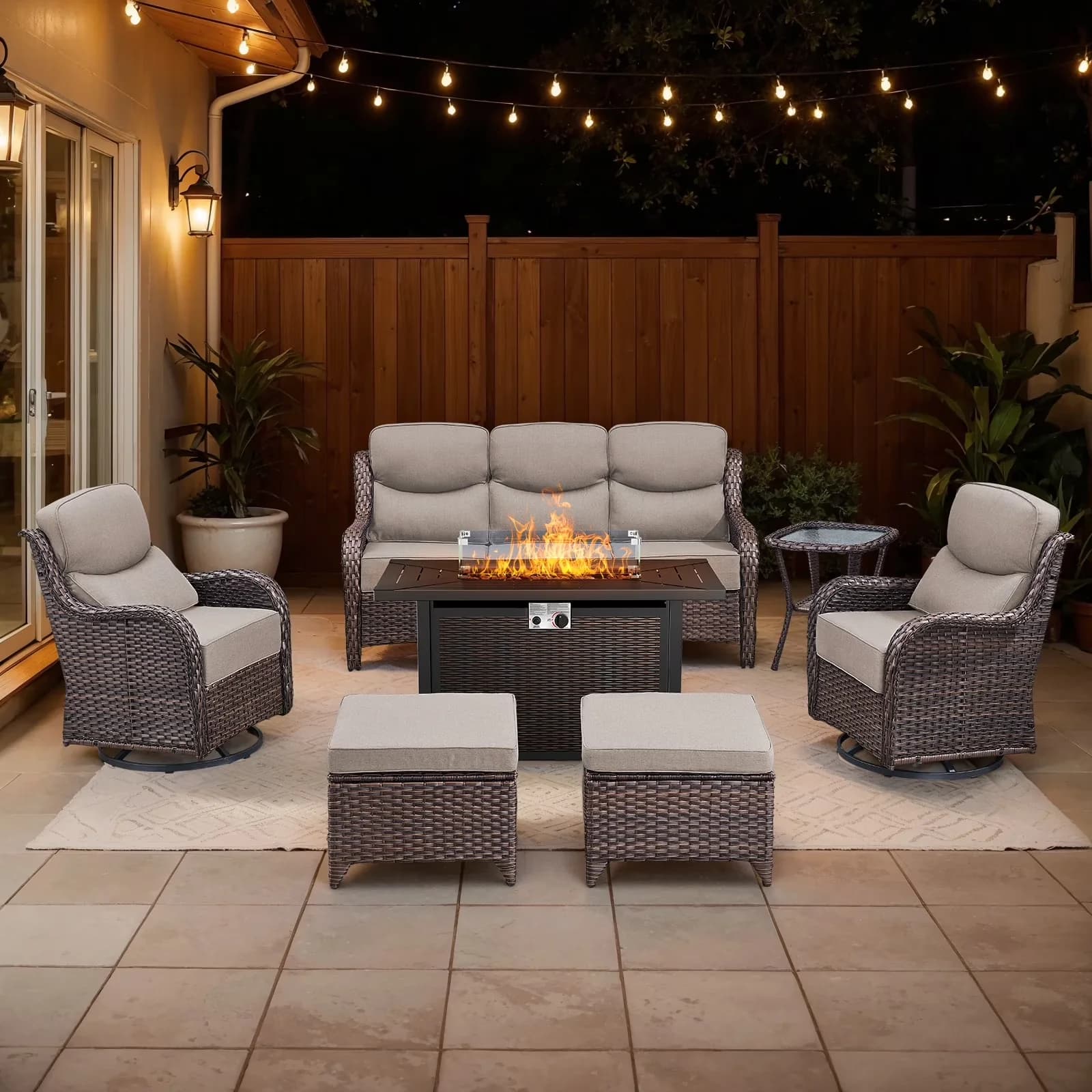 Patio Conversation Set Premium with Weather-Resistant, Waterproof, Fade Resistant - Brown Pe Wicker;Stainless Steel for Garden Model AD4BA2