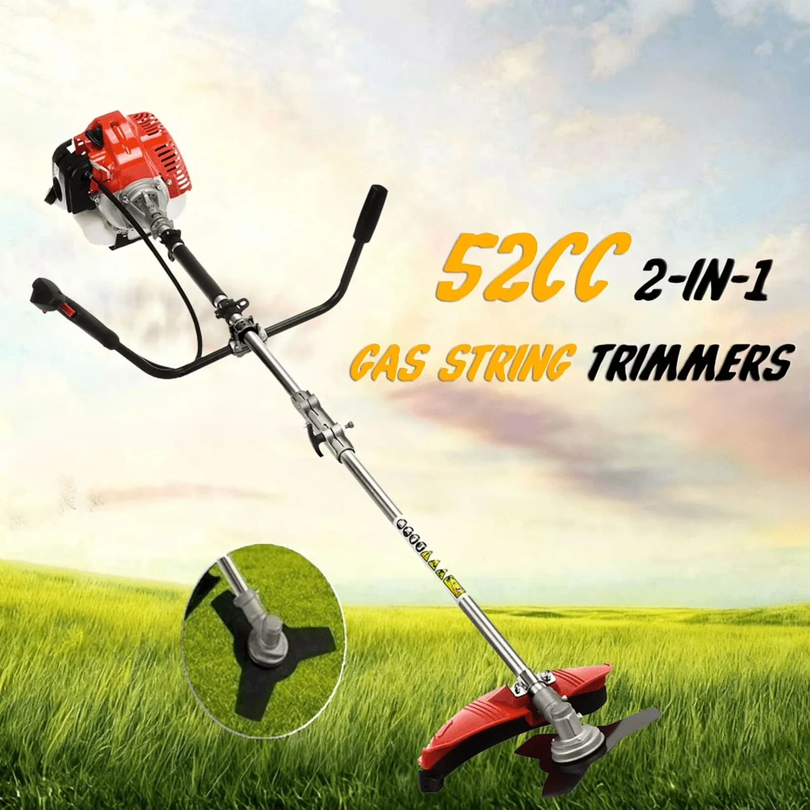 Reliable String Trimmer with Bevel Adjustment, Edger Conversion Capable, Extendable - 2 In 1 (Red) for Garden Model 852264