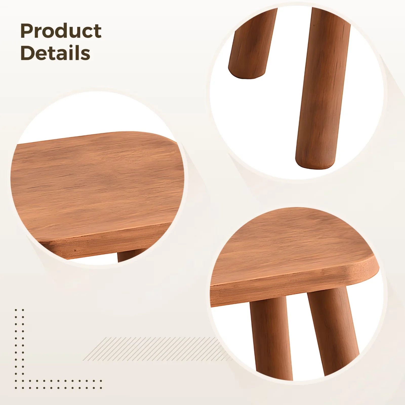 Classic Ladders And Step Stool with Wooden, Ideal, Solid Wood - Walnut Color Wood Model 12E671
