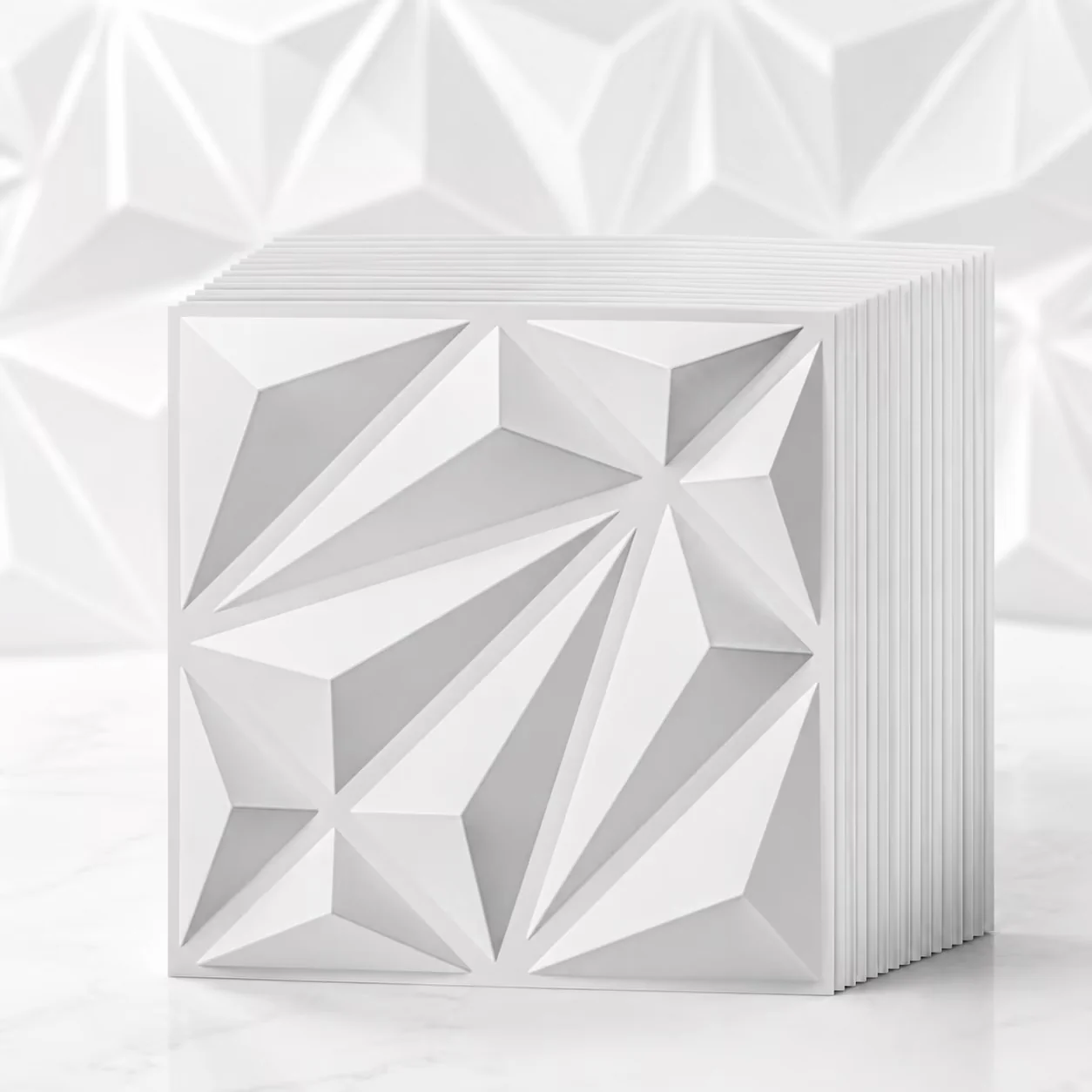 Efficient Wallpaper Wall Decals Wall Covering with Waterproof, 11.8"x11.8" Diamond Pattern Accent, 33-Pack White PVC 3D Panel Set -... Model 642430