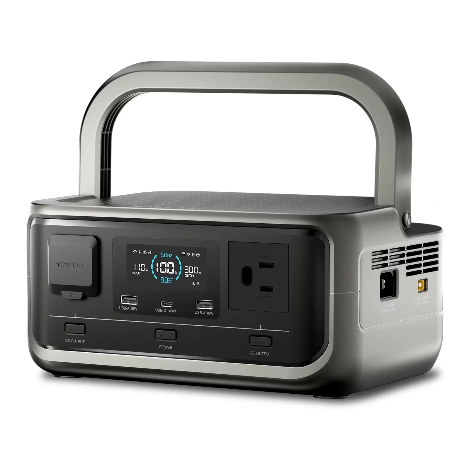 Versatile Generator with 300W, Digital Display, 256Wh LiFePO4 Battery - Black Model DF7046