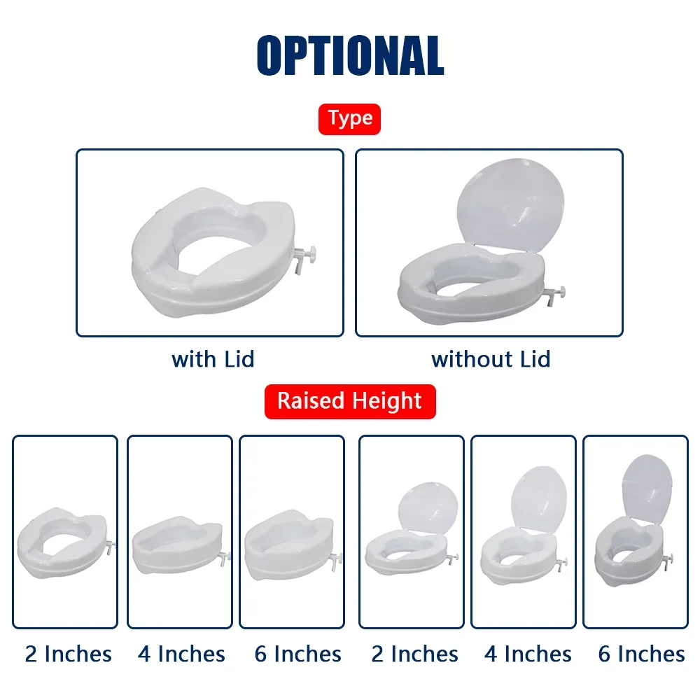 Modern Toilet Seats And Lid with Lockable, Tightening Clamps Raised - Pp White Model C26D6B