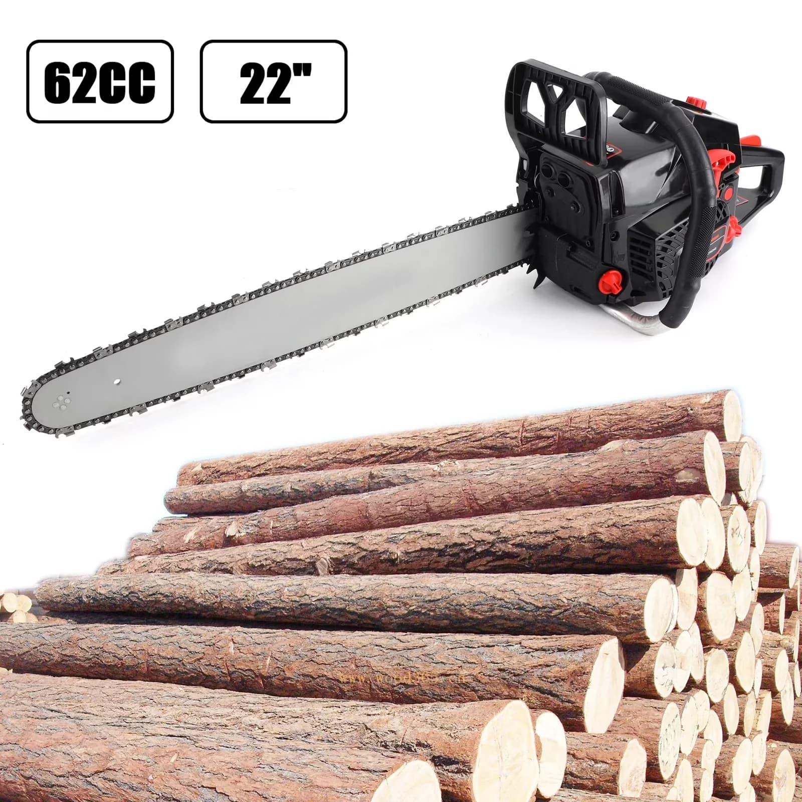 Classic Chainsaw with Anti-Vibration, Chain Brake, Automatic Chain Oiler - Red for Garden Model 9EADB3