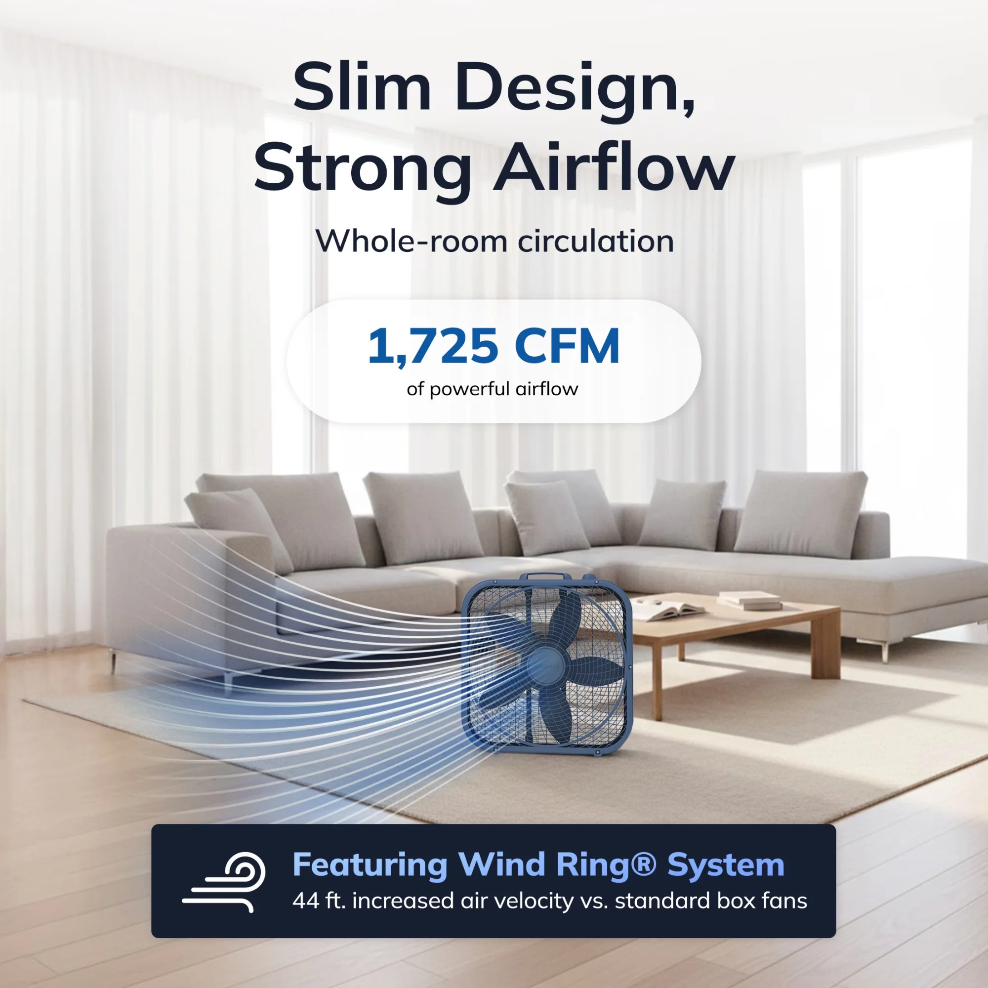Fans In Cooling Classic with Convertible, 20" Cool Colors Classic Box Fan, Portable Floor or Window Fan - Blue Model DC61B5